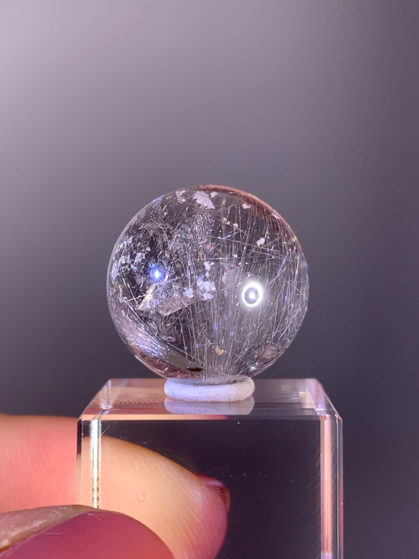 Collector’s Double Terminated Quartz in Quartz with Silver Rutile Sphere from Brazil