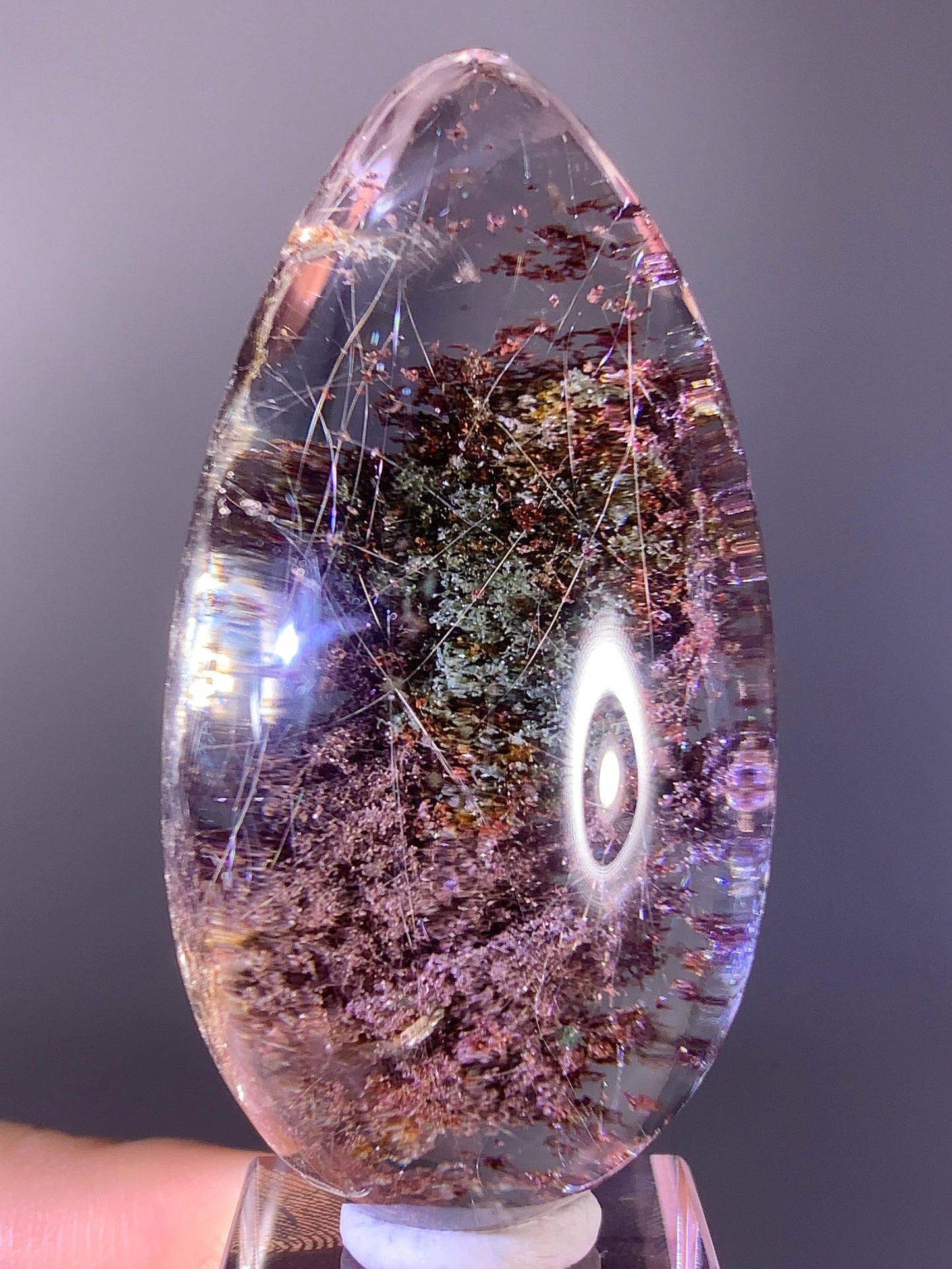 Top-Grade Four Season Garden Quartz with Rutile Polished Teardrop from Brazil