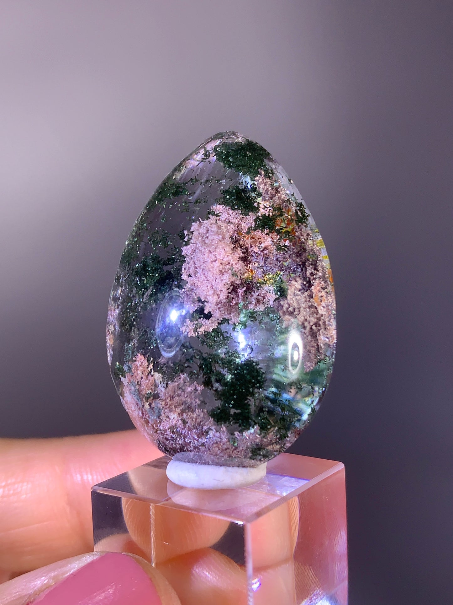High-Grade Four Season Garden Quartz Polished Teardrop from Brazil
