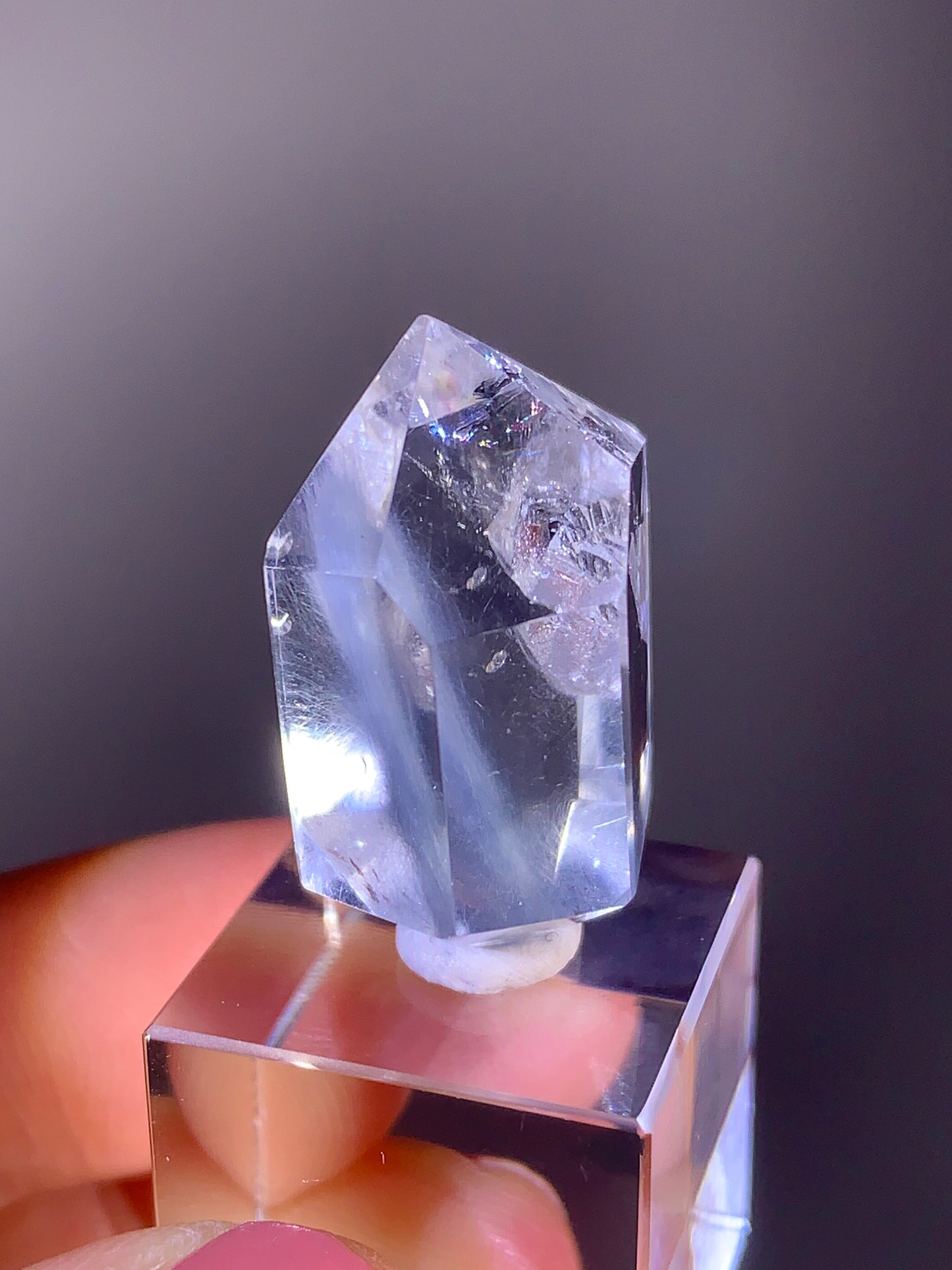 High-Quality Blue Amphibole with Penetrator Quartz in Quartz Polished DT Shape from Brazil