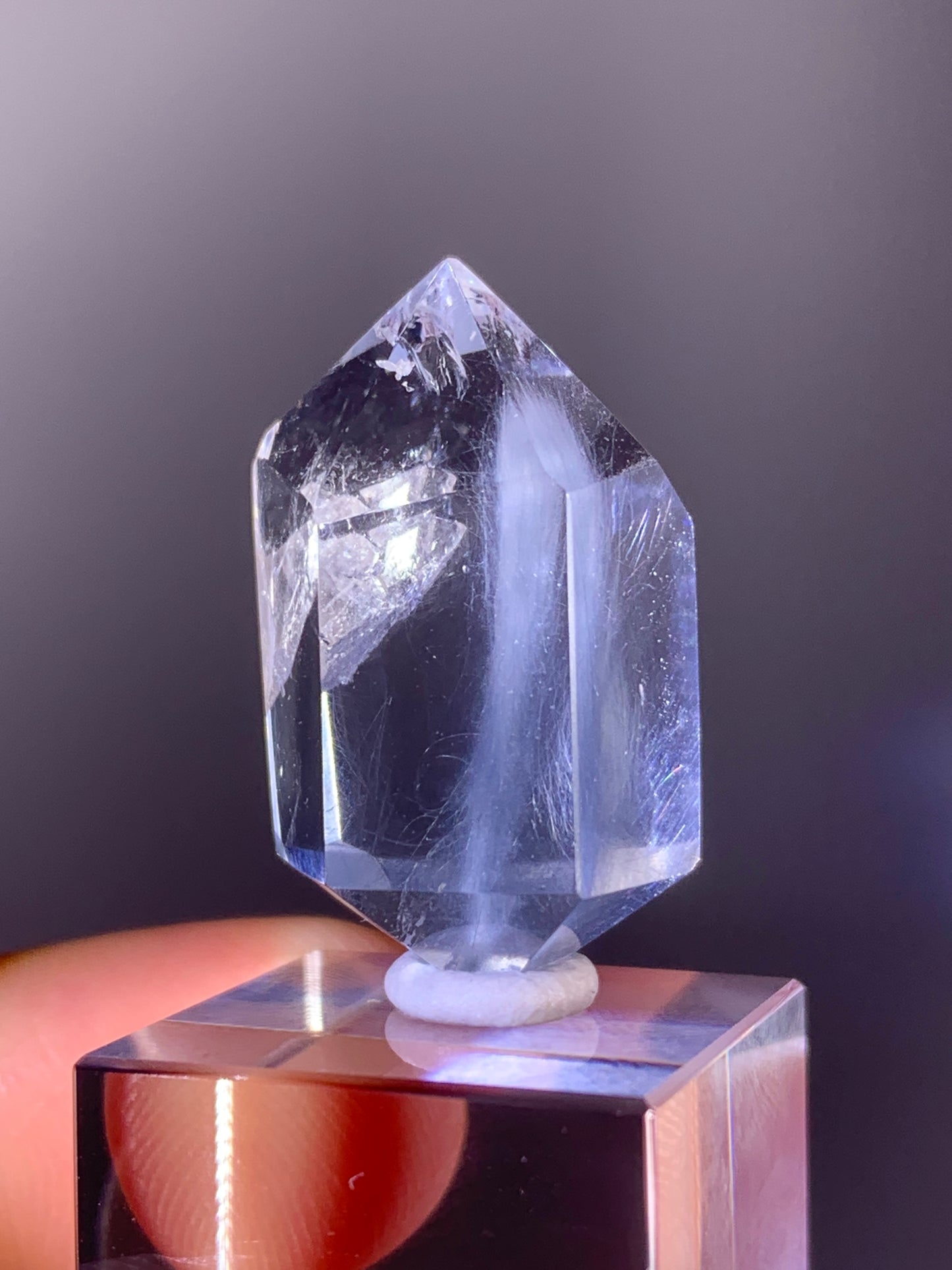 High-Quality Blue Amphibole with Penetrator Quartz in Quartz Polished DT Shape from Brazil