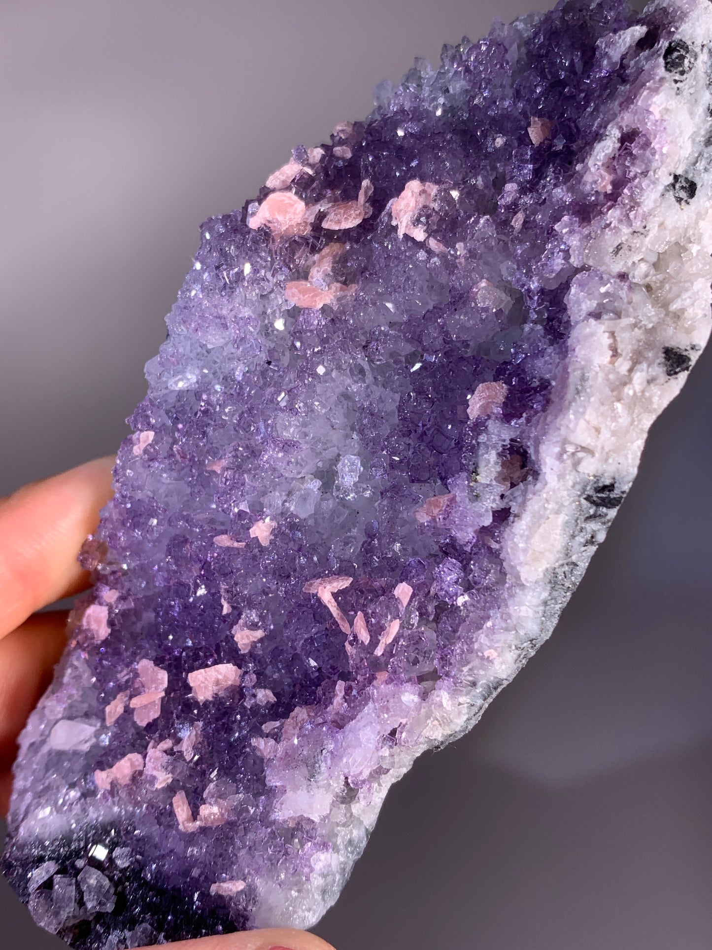 High-Quality Pink Petal Rhodochrosite with Purple Fluorite | Rare Natural Mineral Specimen