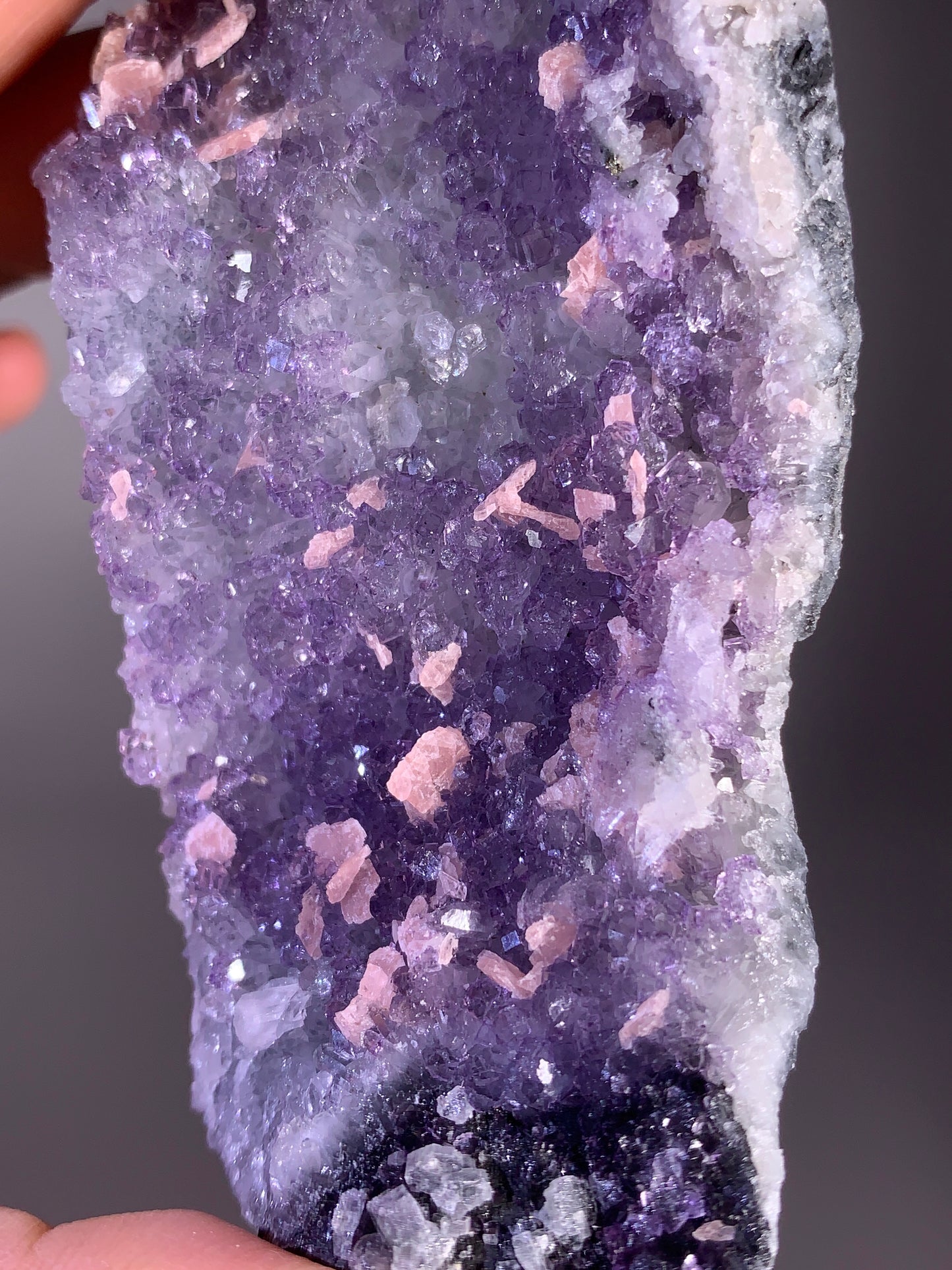 High-Quality Pink Petal Rhodochrosite with Purple Fluorite | Rare Natural Mineral Specimen