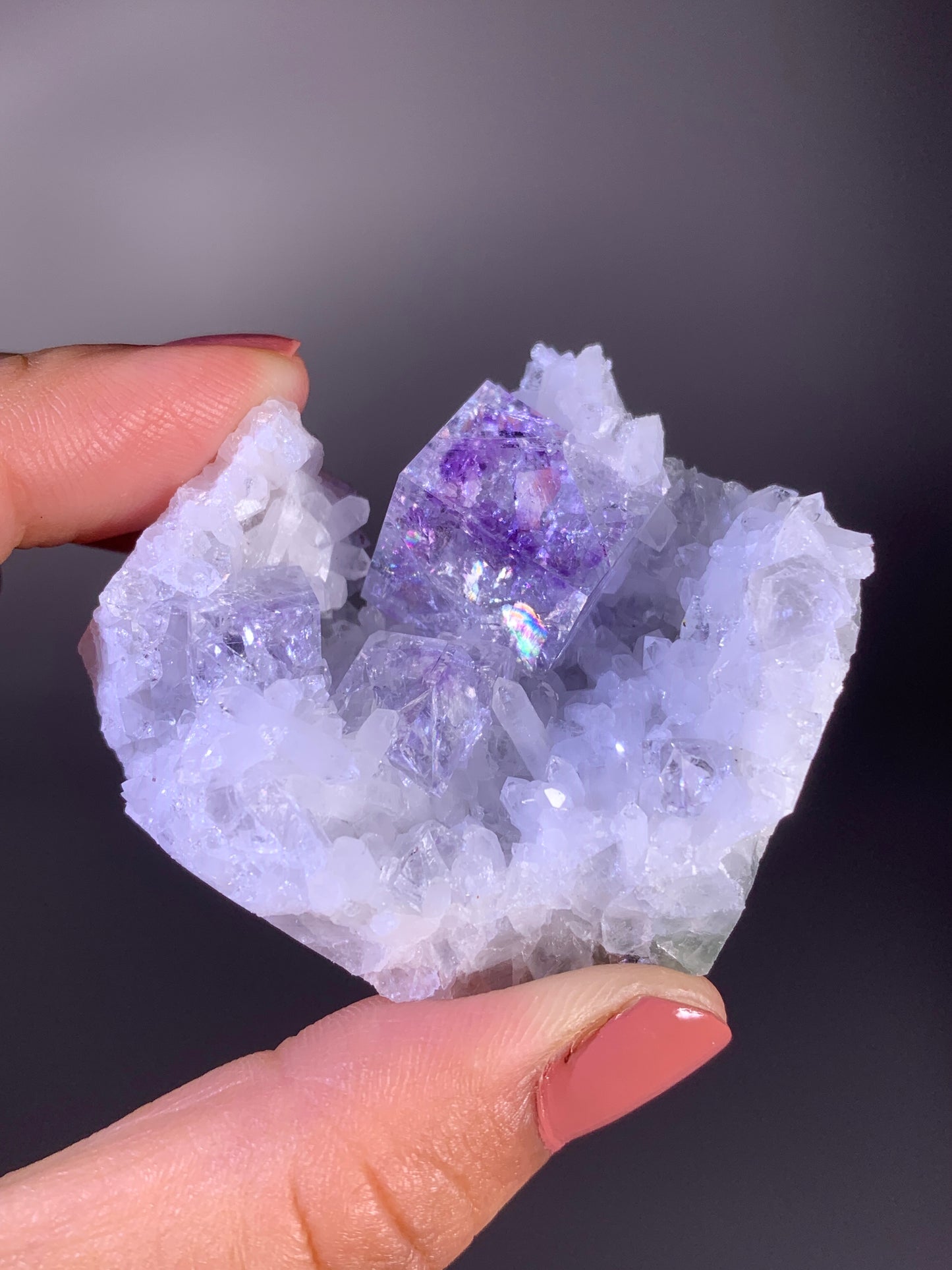 Collector's Grade Zhejiang Purple Phantom Fluorite with Quartz Mineral Specimen
