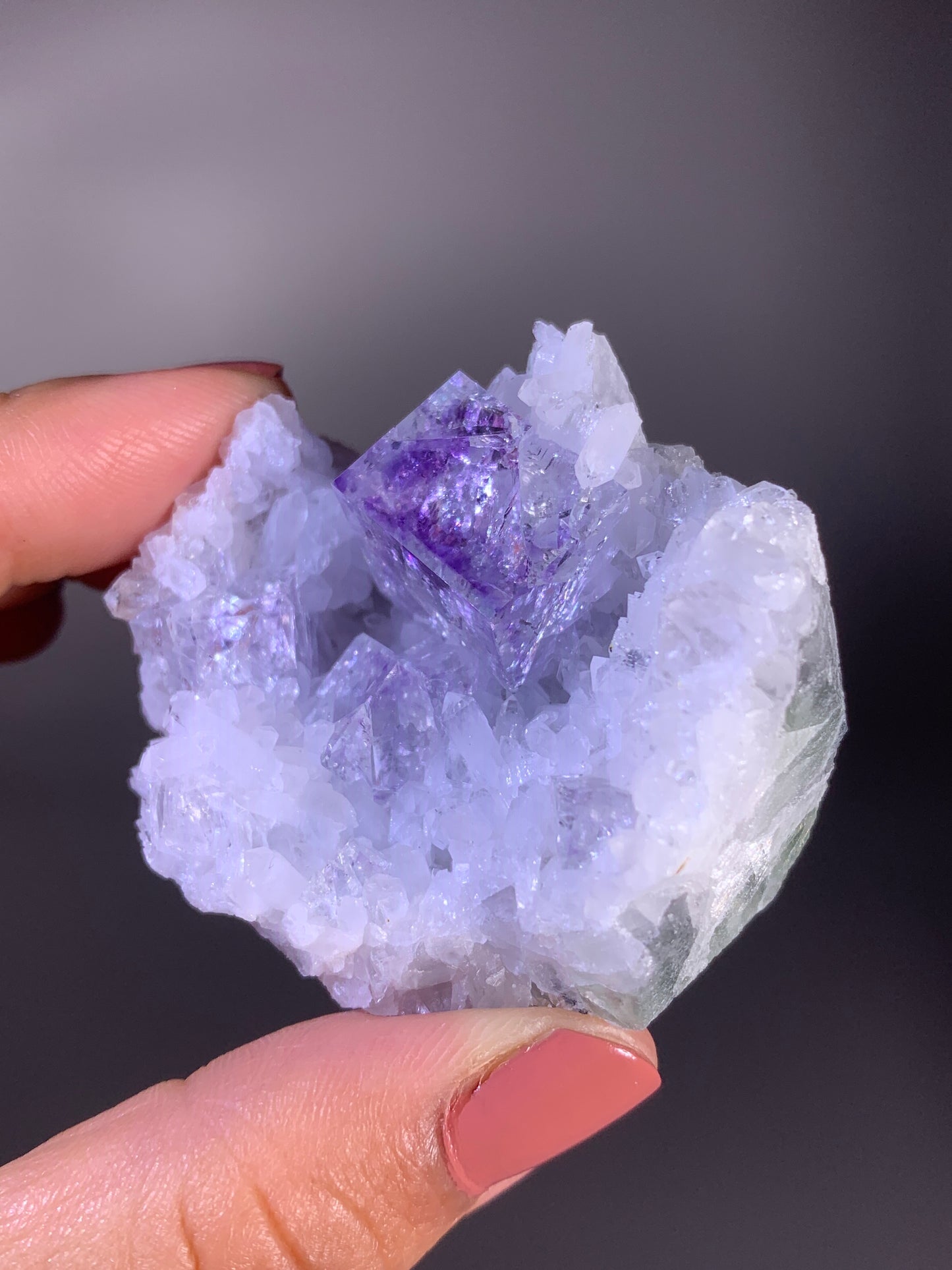 Collector's Grade Zhejiang Purple Phantom Fluorite with Quartz Mineral Specimen