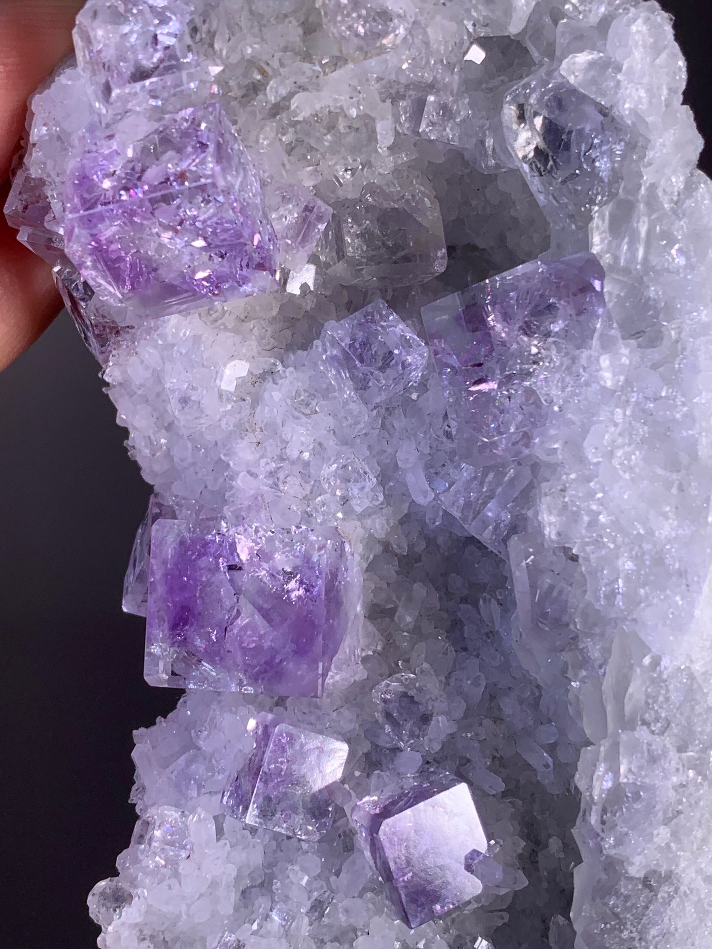 Collector's Grade Zhejiang Purple Phantom Fluorite with Quartz Mineral Specimen