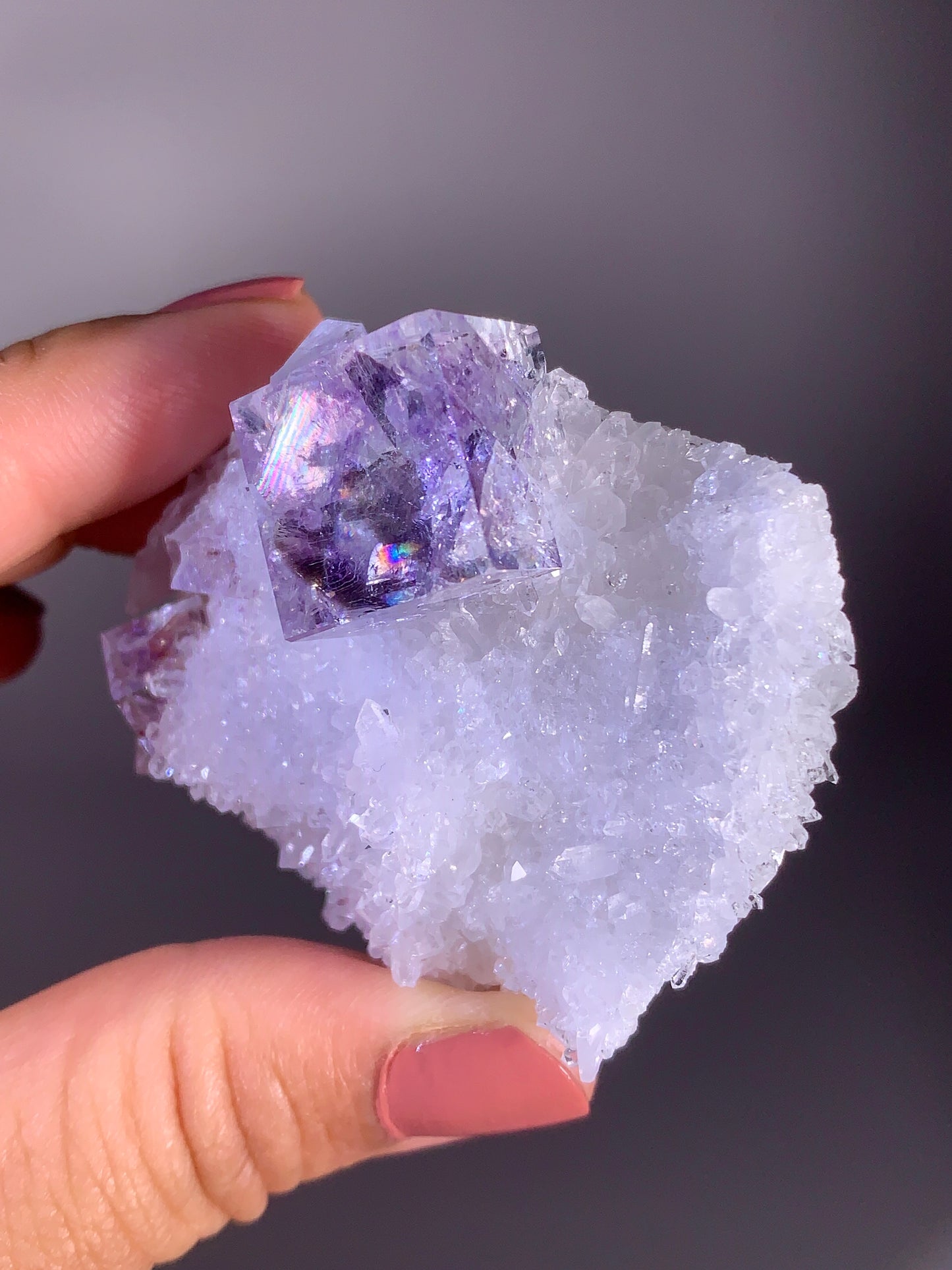 Collector's Grade Zhejiang Purple Phantom Fluorite with Quartz Mineral Specimen