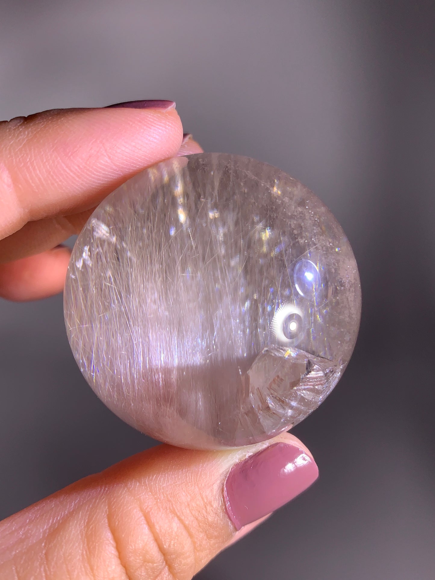 High-Quality Pink Amphibole and Quartz-in-Quartz with Rainbow Sphere from Brazil