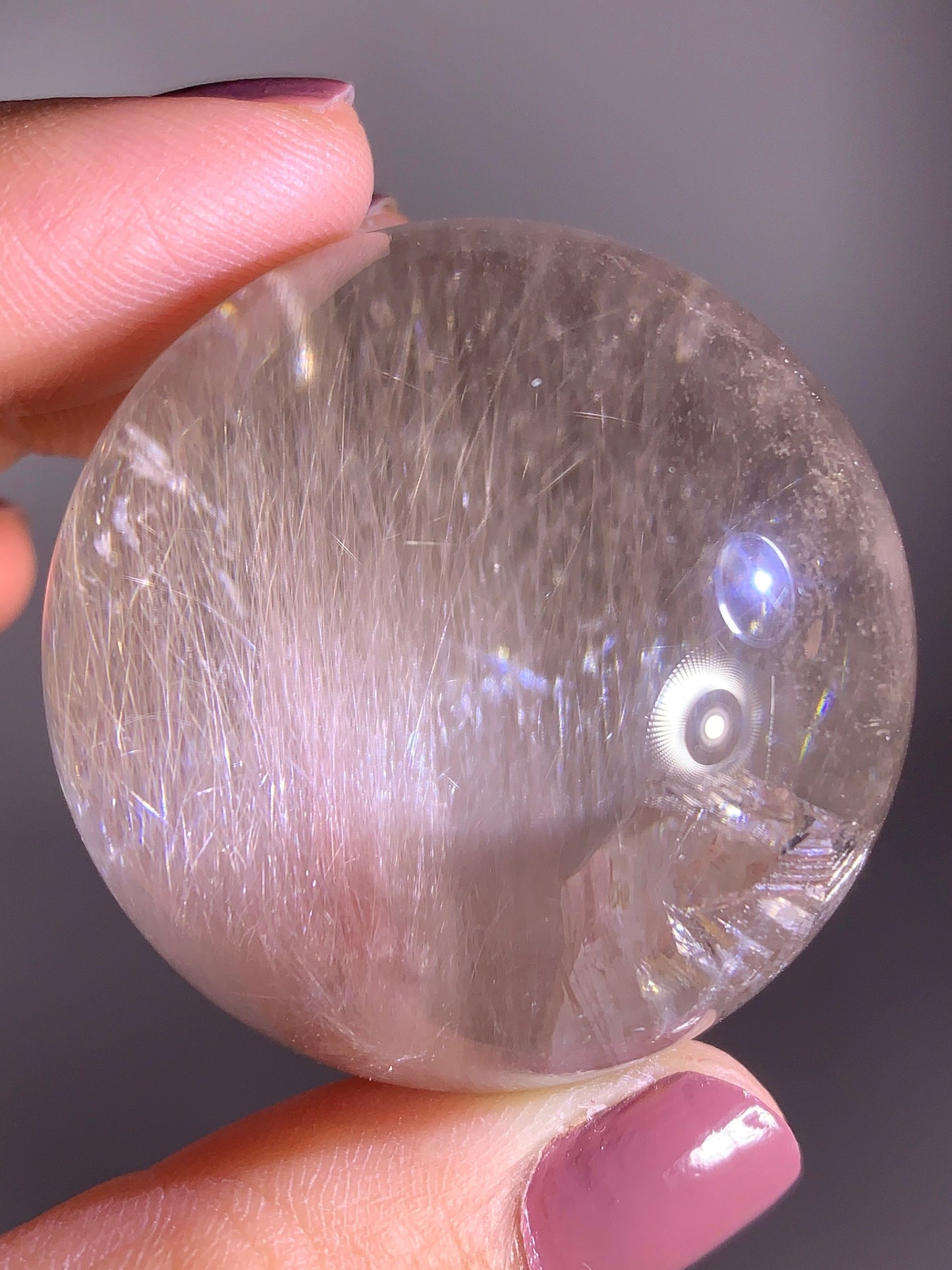 High-Quality Pink Amphibole and Quartz-in-Quartz with Rainbow Sphere from Brazil