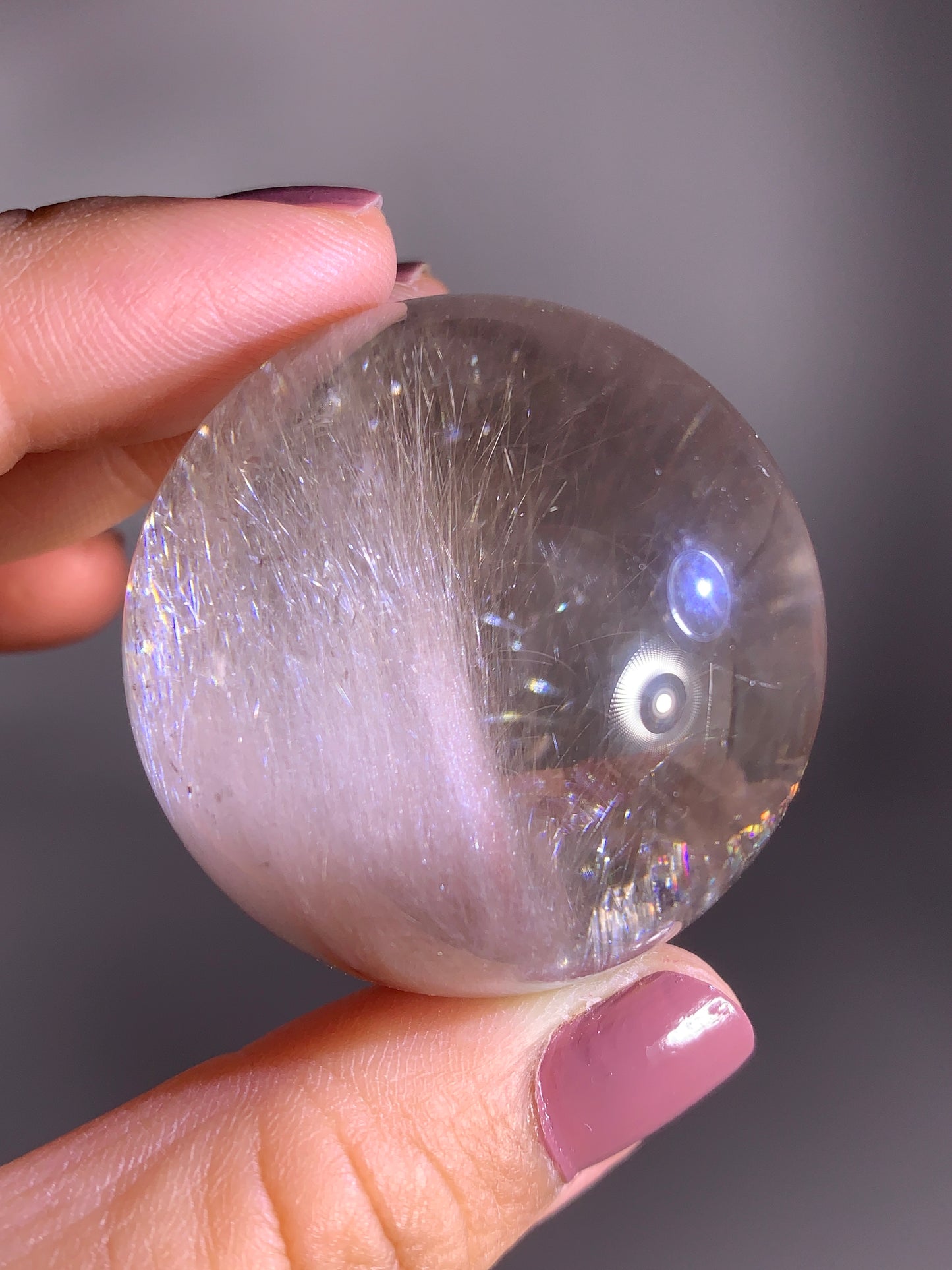 High-Quality Pink Amphibole and Quartz-in-Quartz with Rainbow Sphere from Brazil