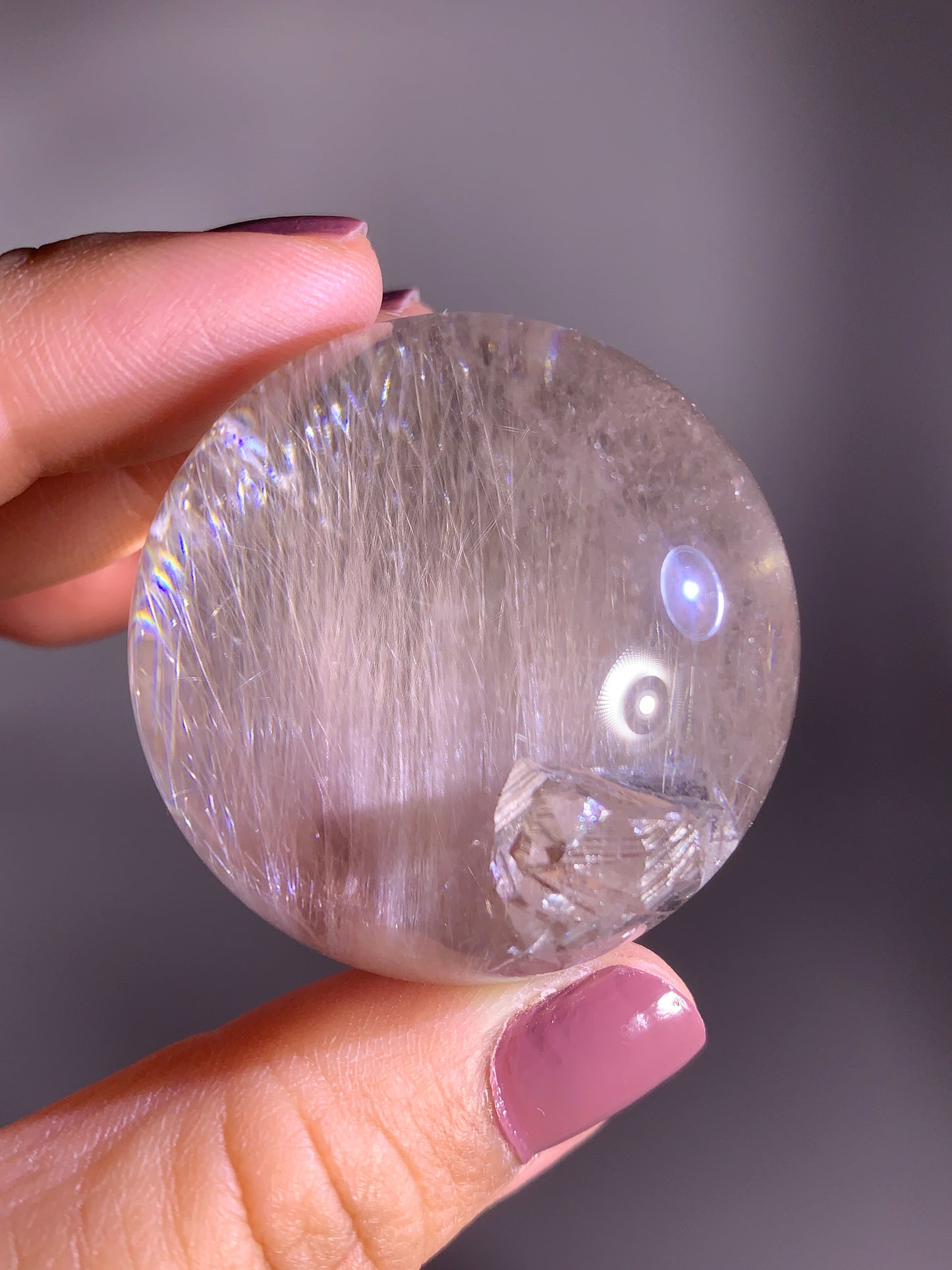 High-Quality Pink Amphibole and Quartz-in-Quartz with Rainbow Sphere from Brazil