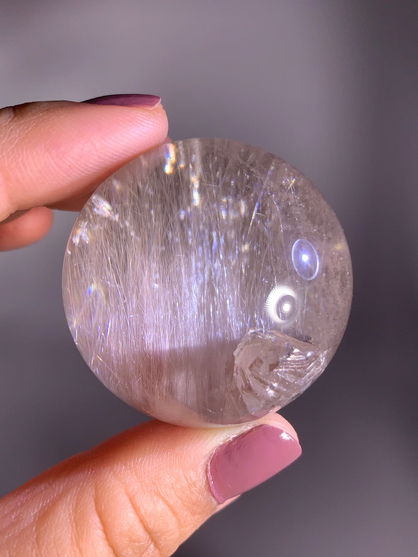 High-Quality Pink Amphibole and Quartz-in-Quartz with Rainbow Sphere from Brazil