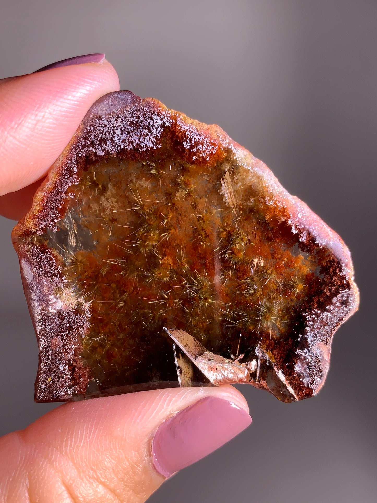 High-Quality Semi-Polished Gold Flower Rutile with Red Garden Quartz Specimen from Brazil