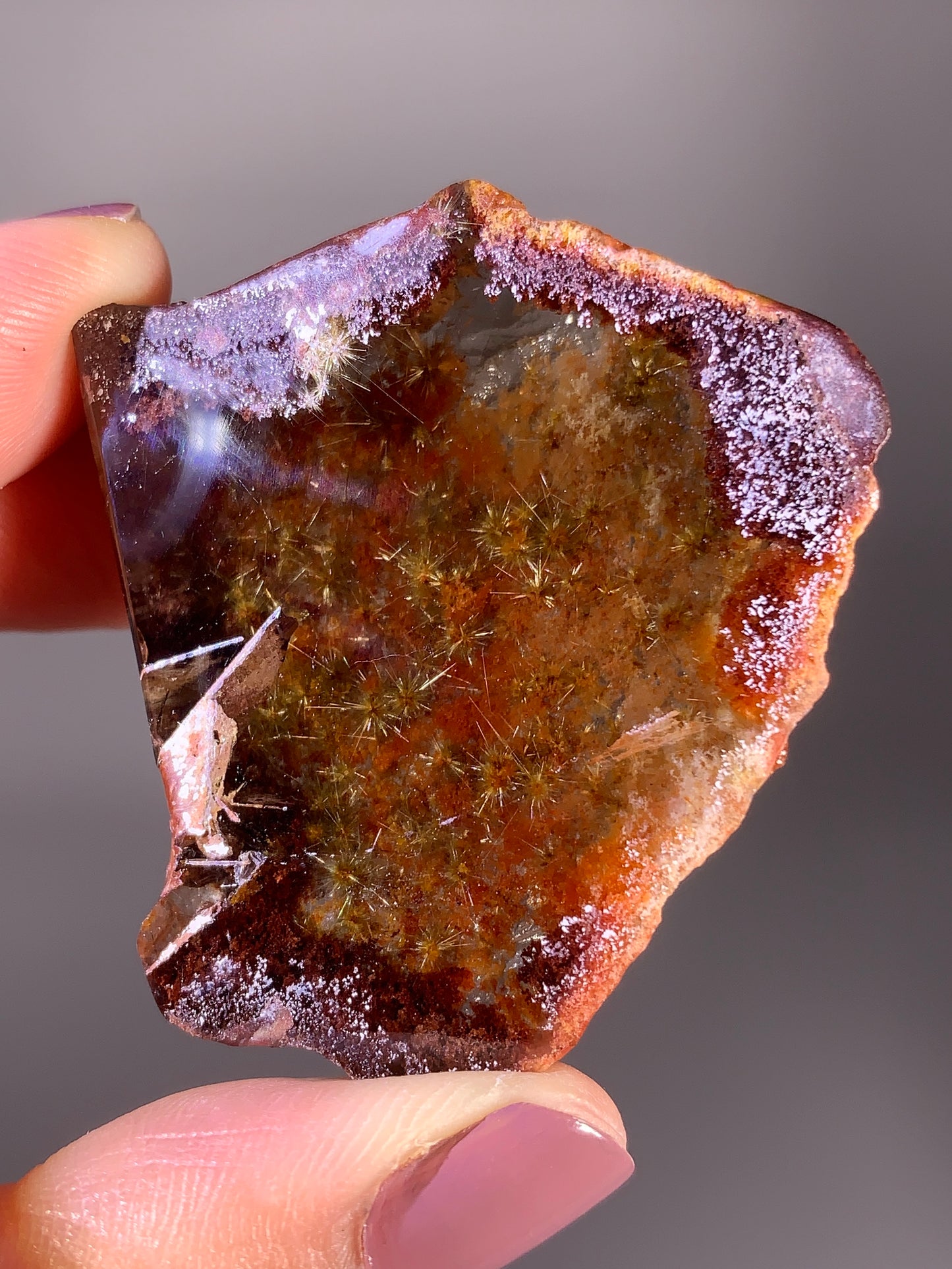 High-Quality Semi-Polished Gold Flower Rutile with Red Garden Quartz Specimen from Brazil