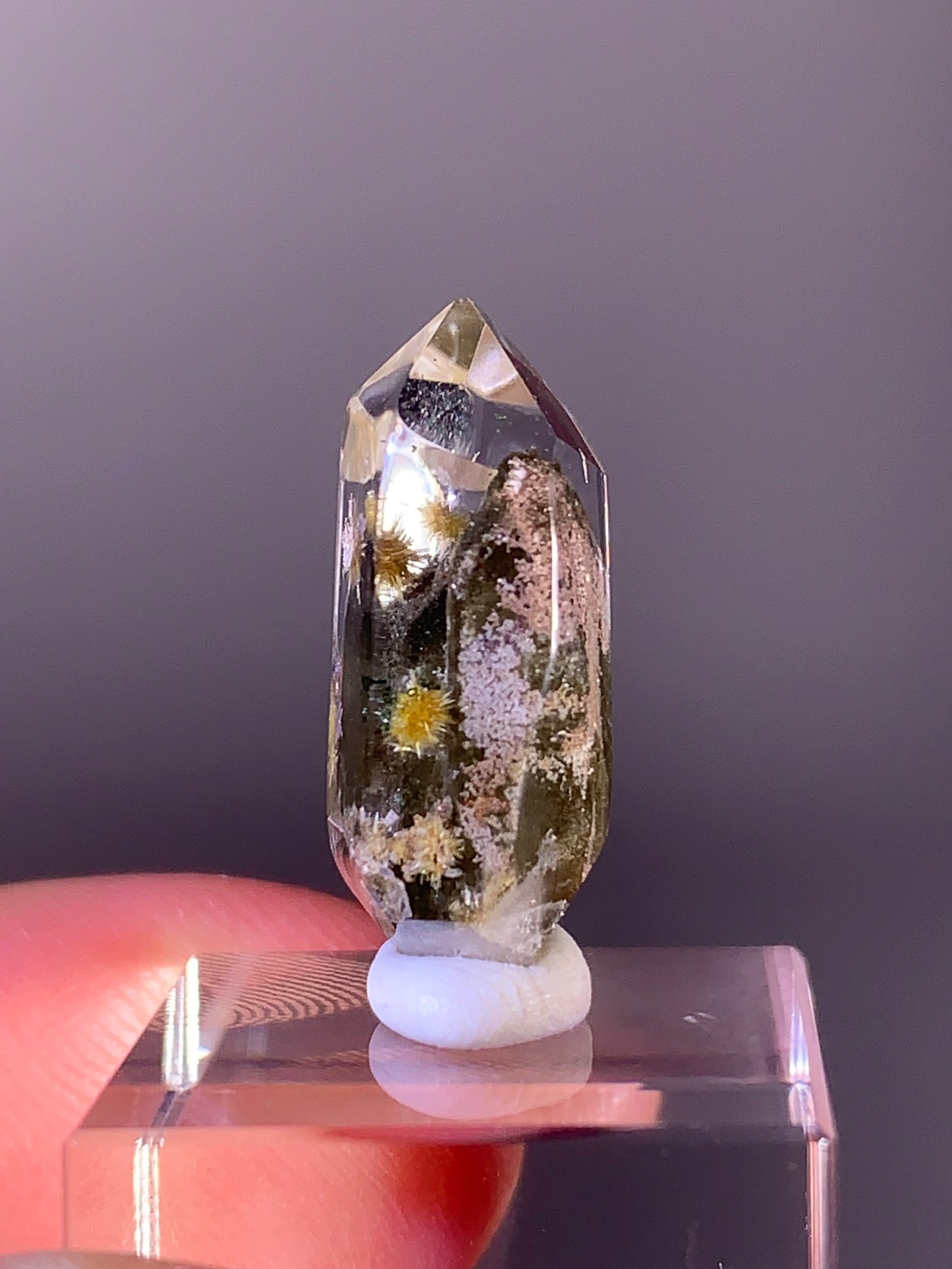 High-Grade Scenic Gold Rutile with Green & Pink Garden Quartz from Brazil