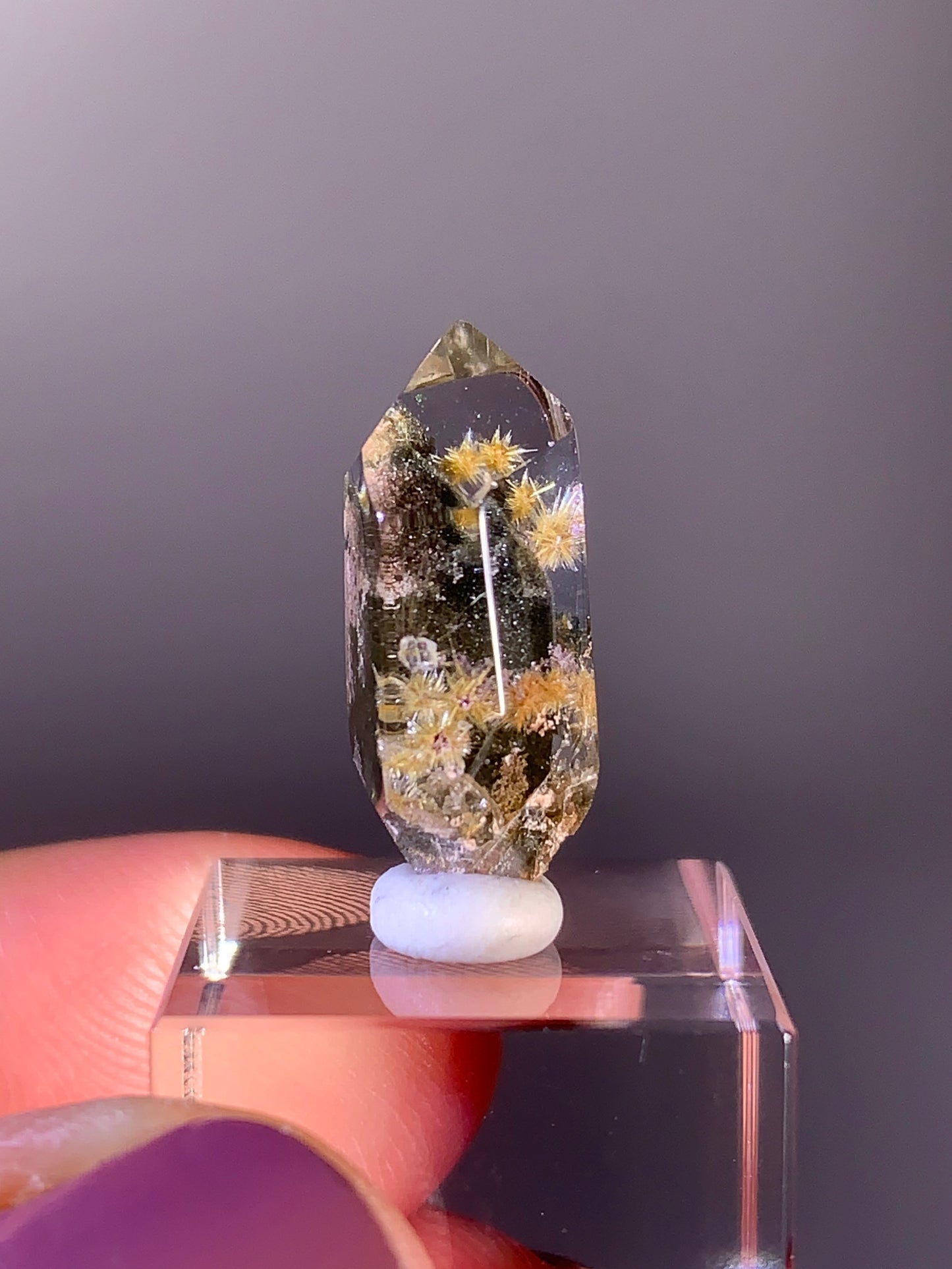 High-Grade Scenic Gold Rutile with Green & Pink Garden Quartz from Brazil