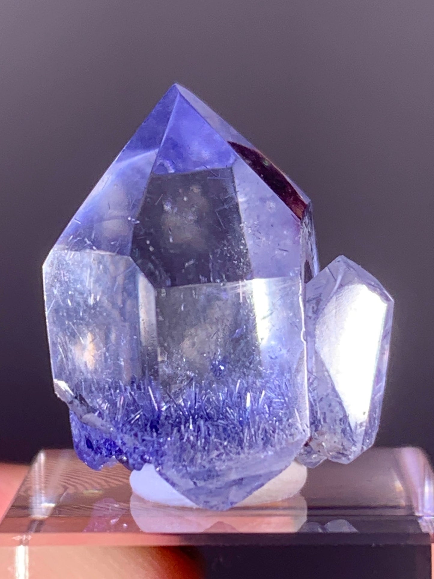 High-Quality Blue Dumortierite Quartz Polished Point from Brazil