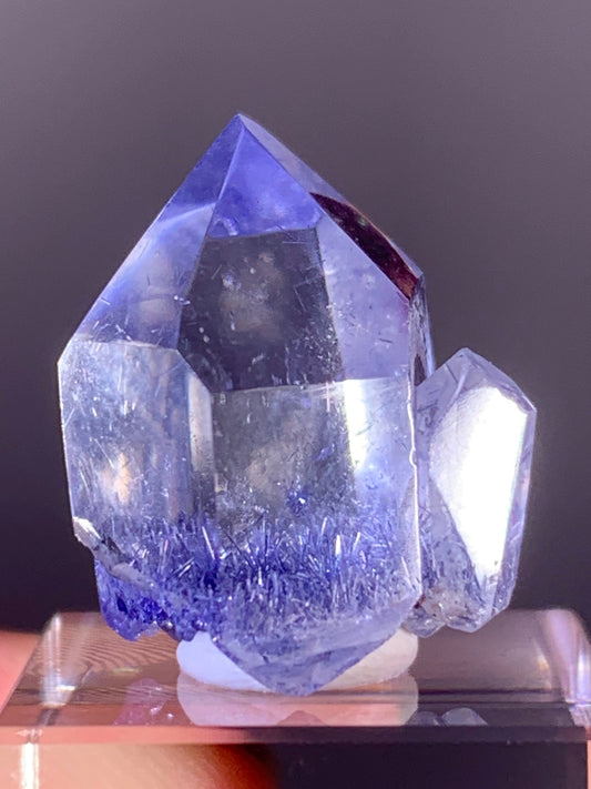 High-Quality Blue Dumortierite Quartz Polished Point from Brazil