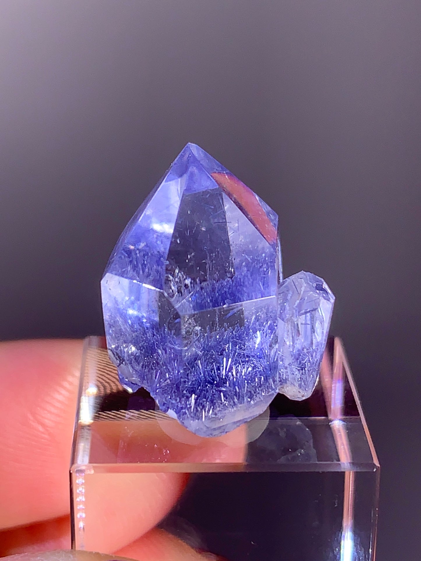 High-Quality Blue Dumortierite Quartz Polished Point from Brazil