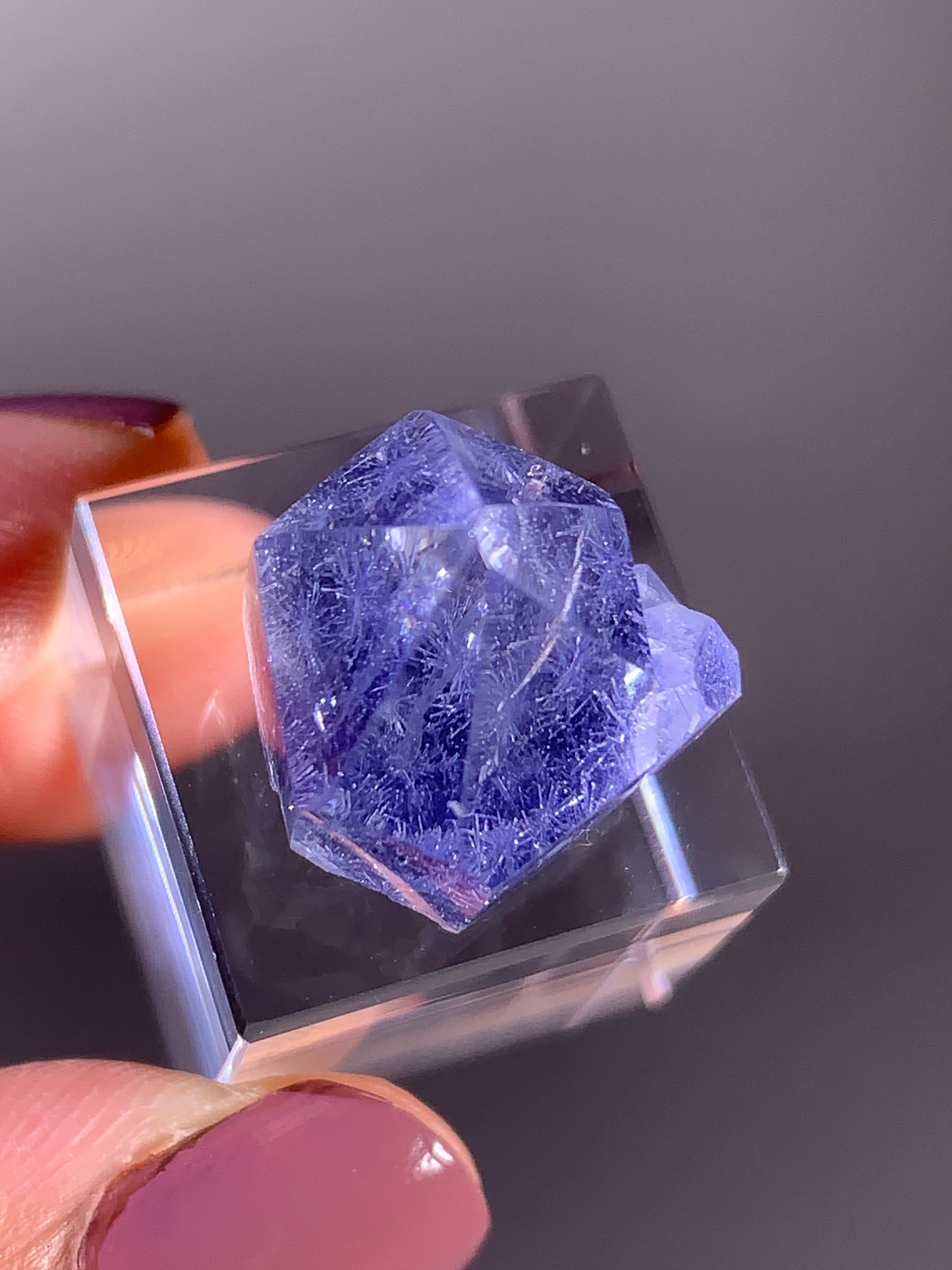 High-Quality Blue Dumortierite Quartz Polished Point from Brazil