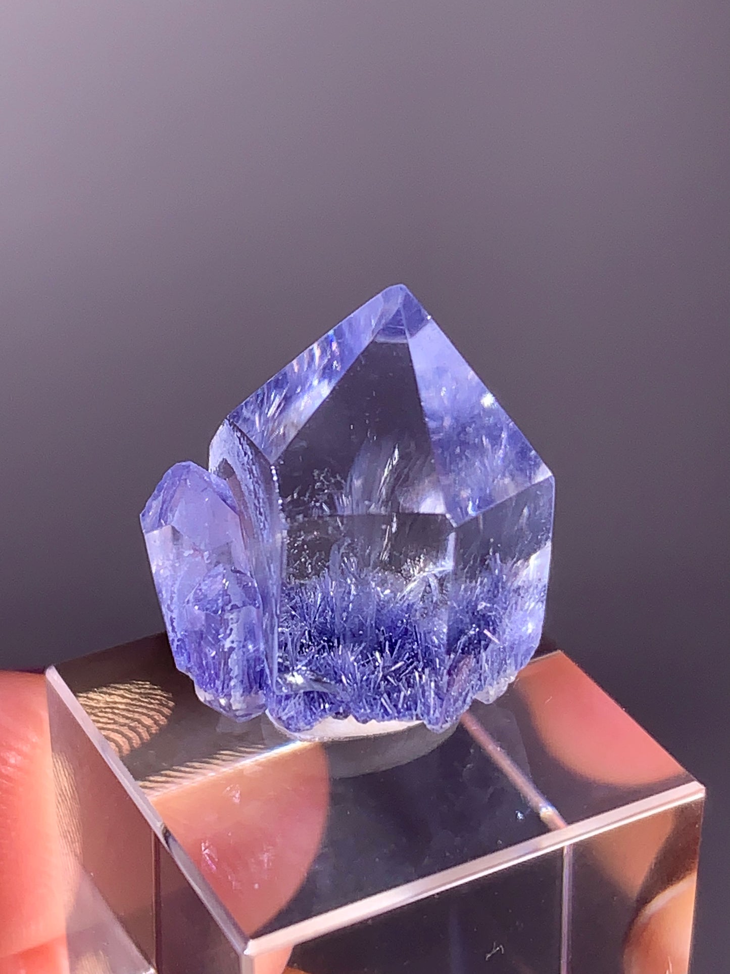 High-Quality Blue Dumortierite Quartz Polished Point from Brazil