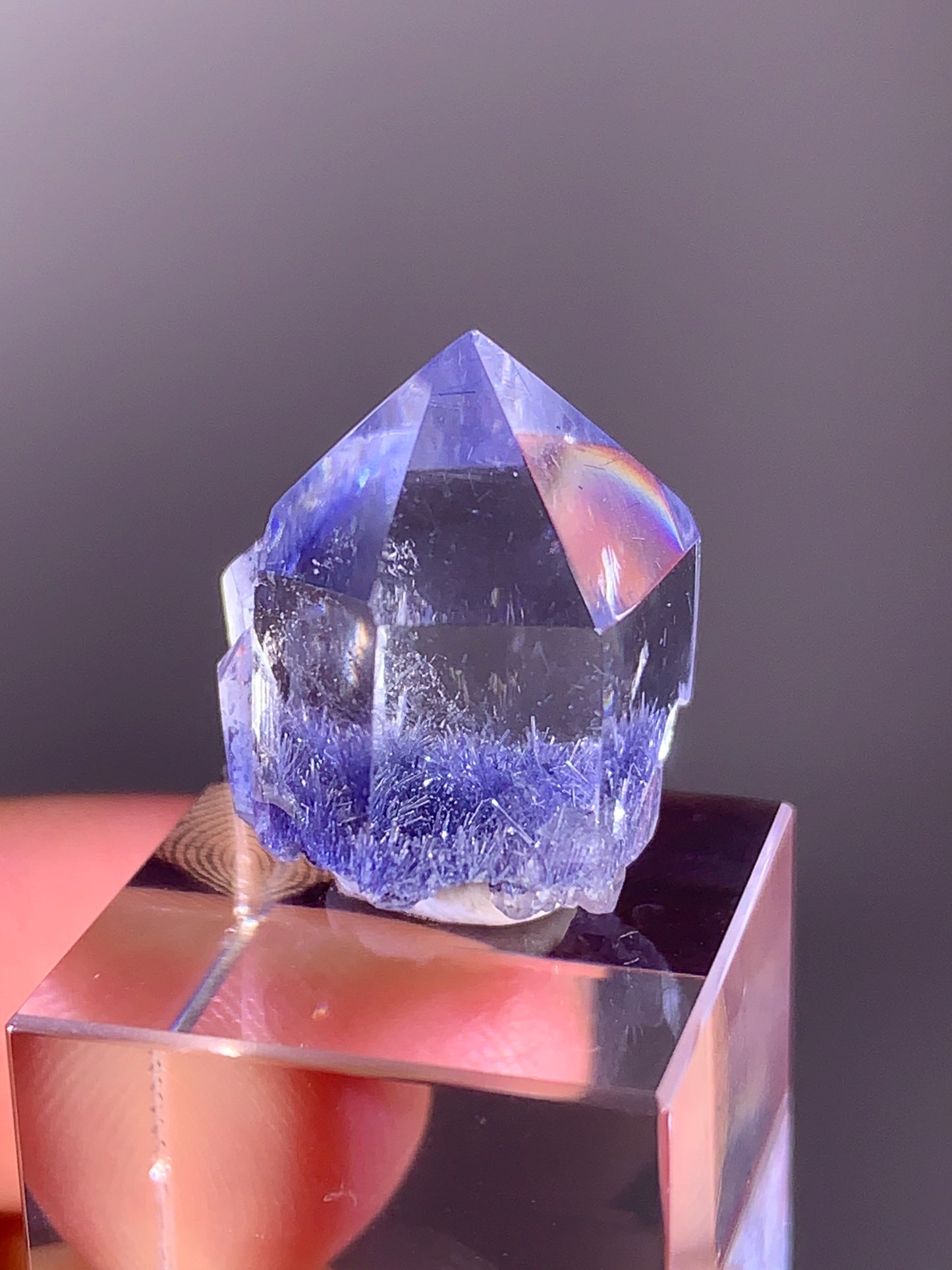 High-Quality Blue Dumortierite Quartz Polished Point from Brazil