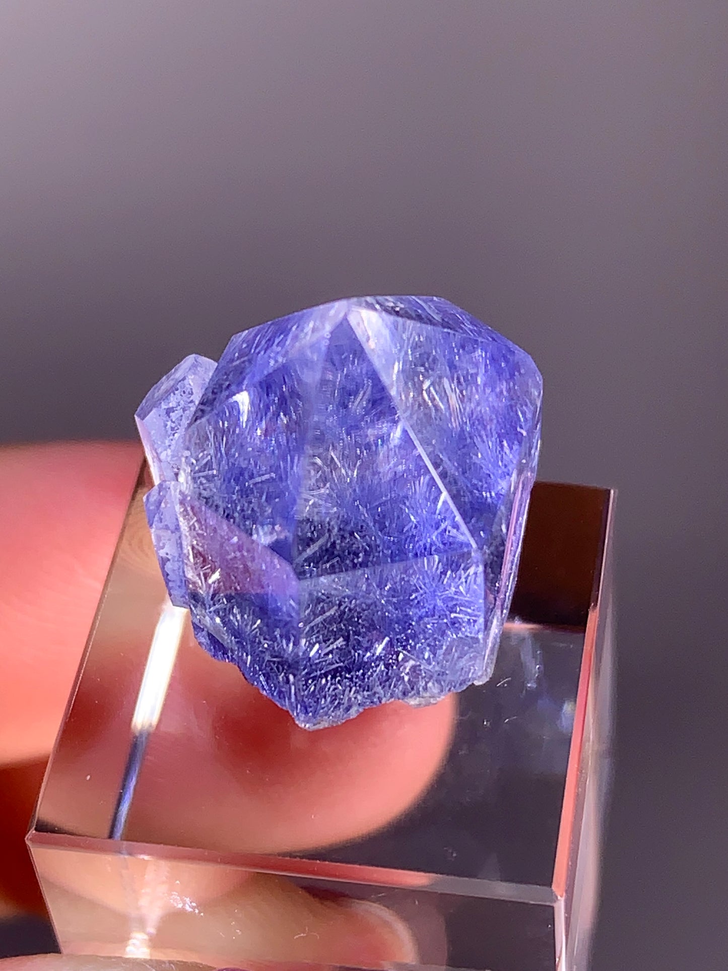 High-Quality Blue Dumortierite Quartz Polished Point from Brazil