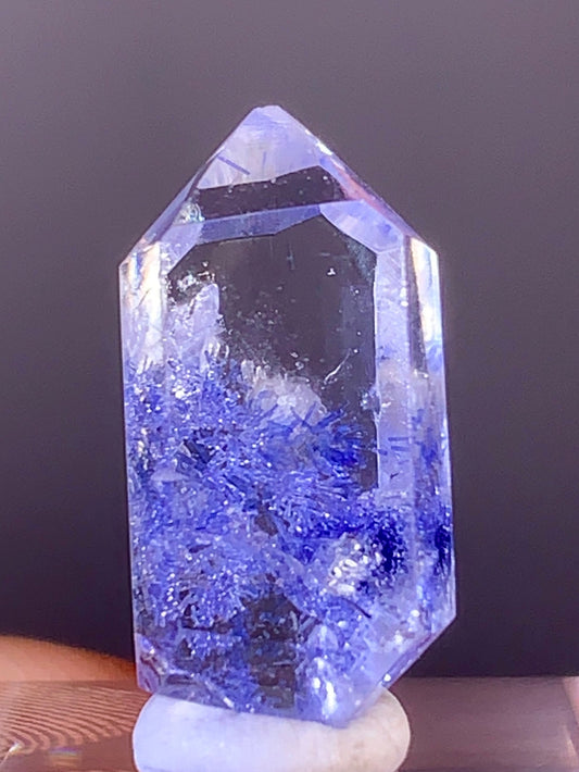 High-Quality Blue Dumortierite Quartz Polished Point from Brazil