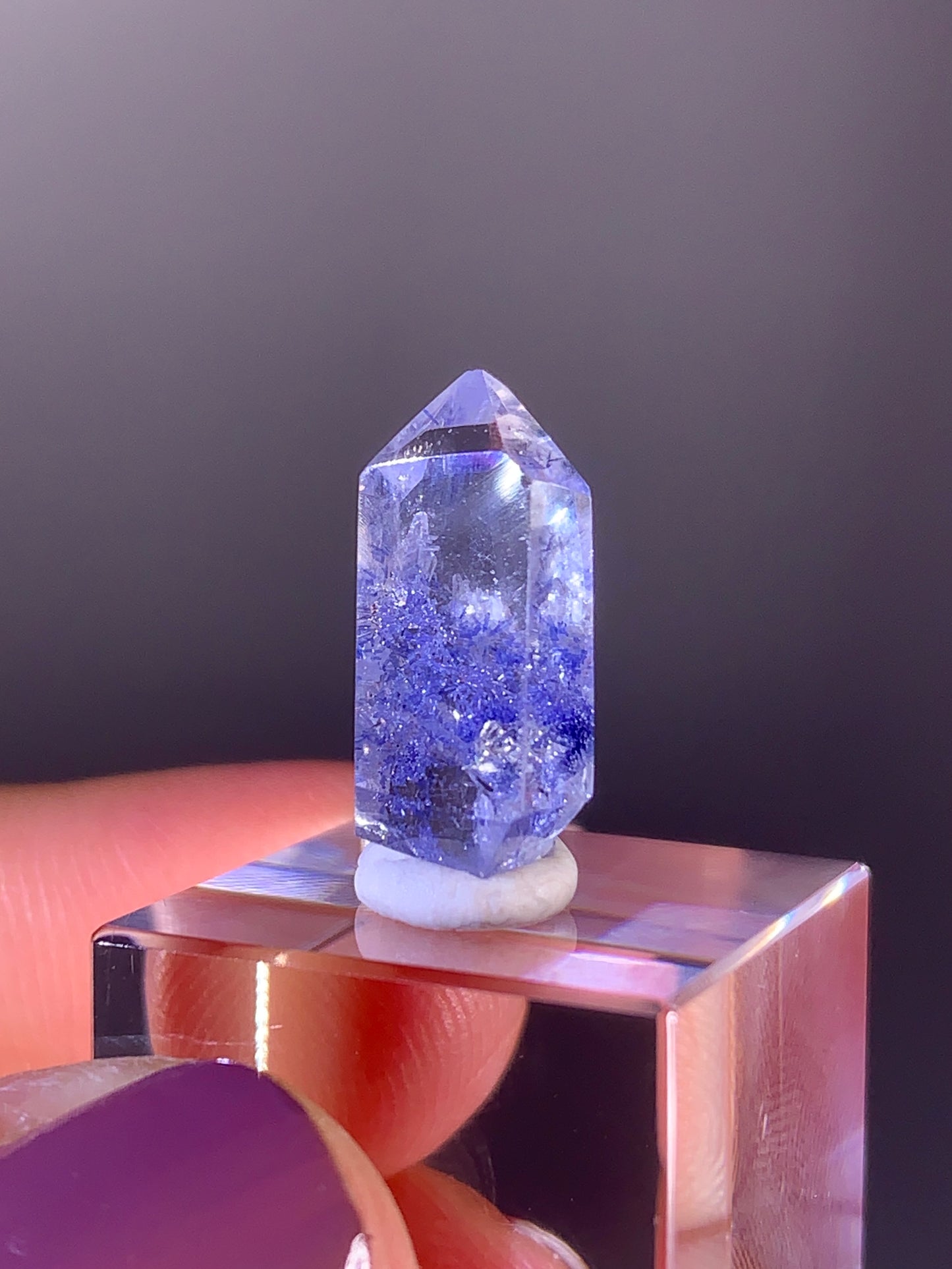 High-Quality Blue Dumortierite Quartz Polished Point from Brazil