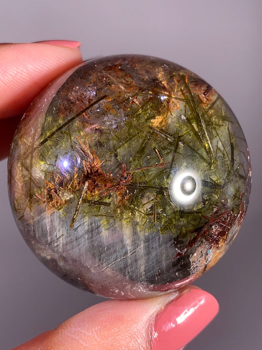 Collector’s Grade Large Garden Quartz Sphere with Epidote and Tourmaline from Zambia