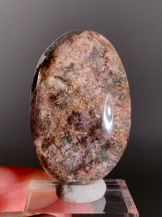 High-Grade Rare Gold Rutile Flower with Pink & Purple Garden Quartz Polished Cabochon