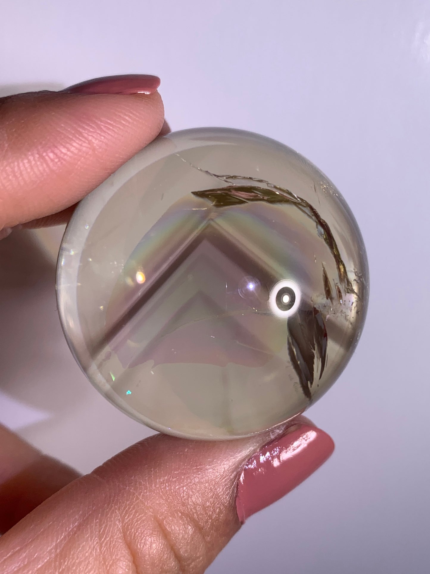 High-Quality Citrine with Phantom & Natural Rainbow Quartz Sphere from Madagascar