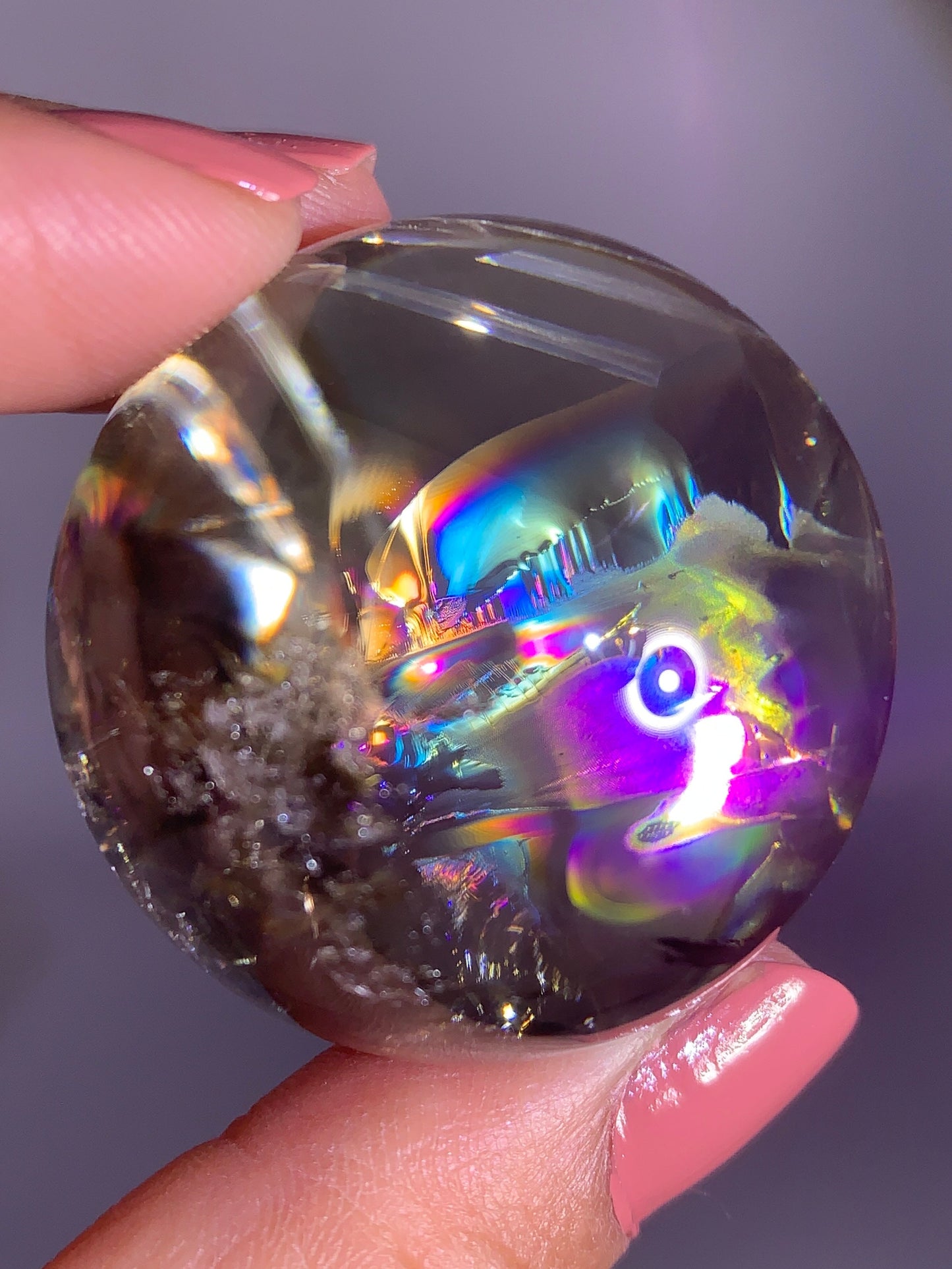 High-Quality Citrine with Natural Rainbow Quartz Sphere from Madagascar
