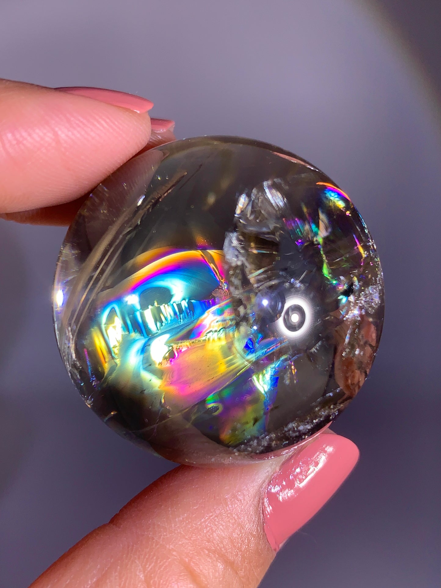 High-Quality Citrine with Natural Rainbow Quartz Sphere from Madagascar