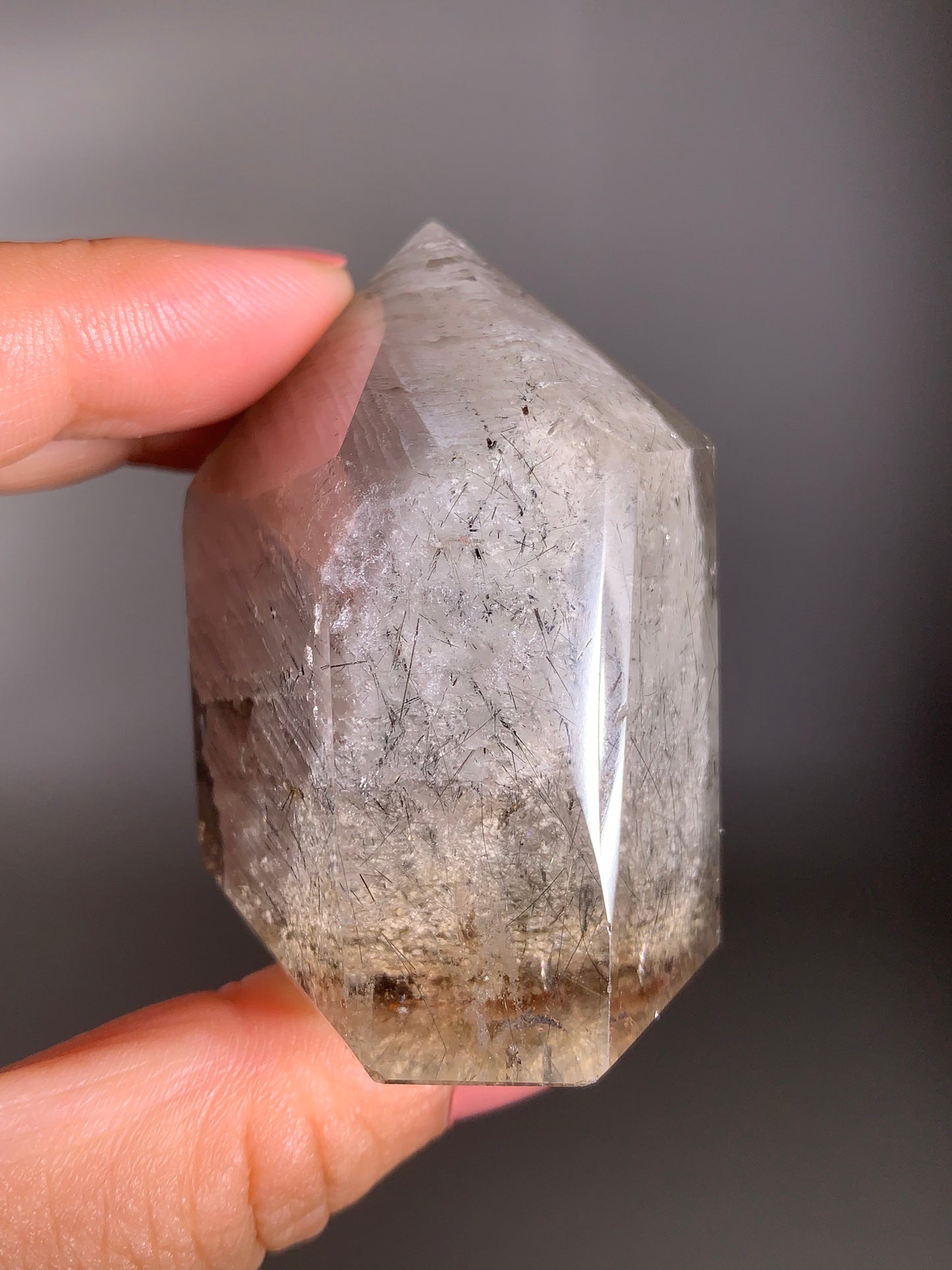 Rare White Layered Garden Quartz with Black Rutile