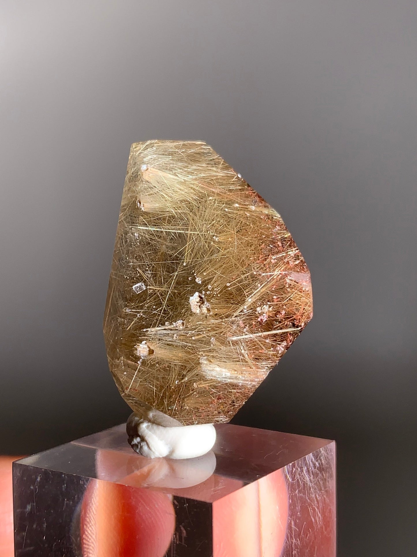 Gold Rutile Quartz with Pink Garden Inclusions – Polished Freeform