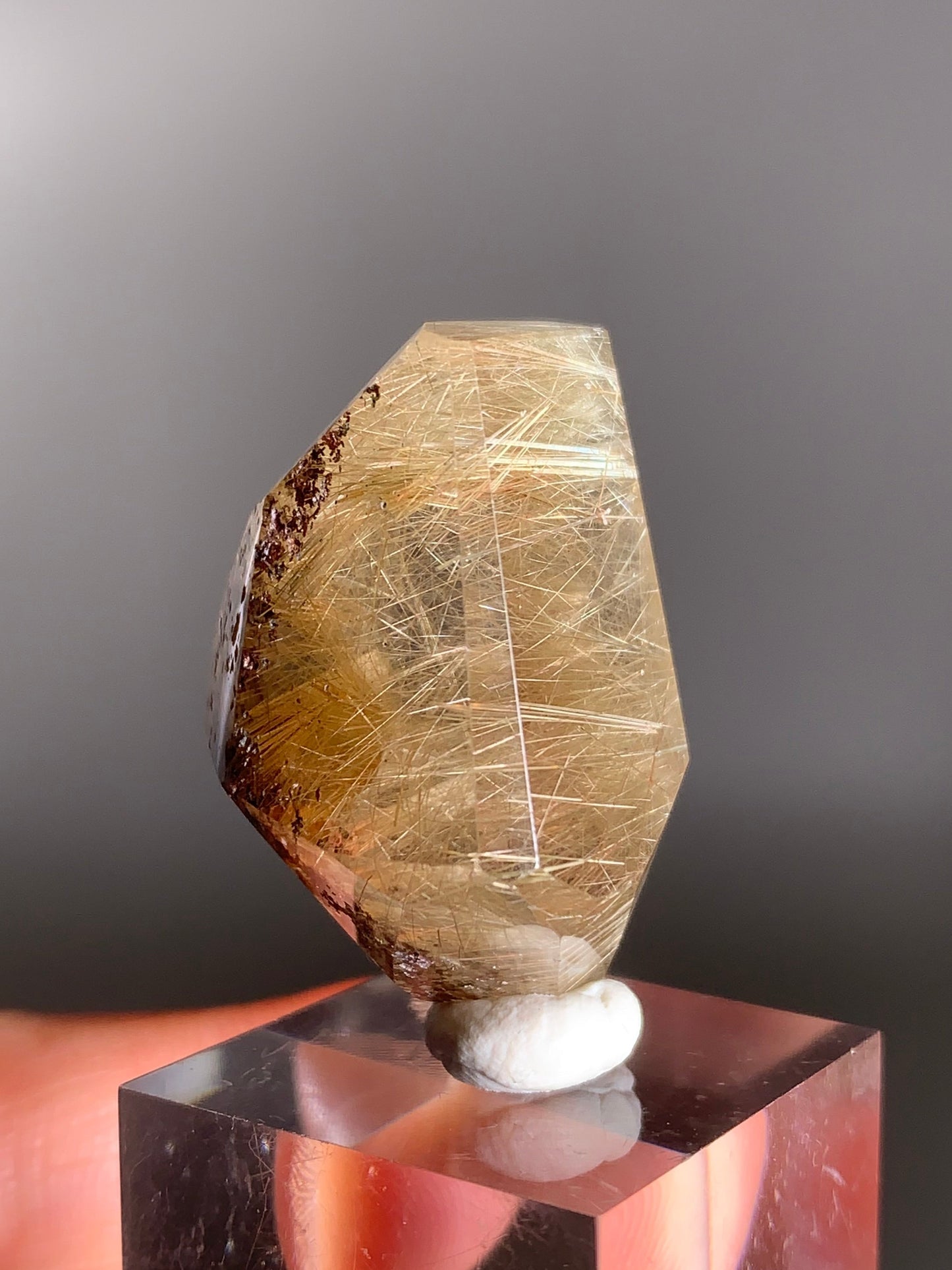 Gold Rutile Quartz with Pink Garden Inclusions – Polished Freeform