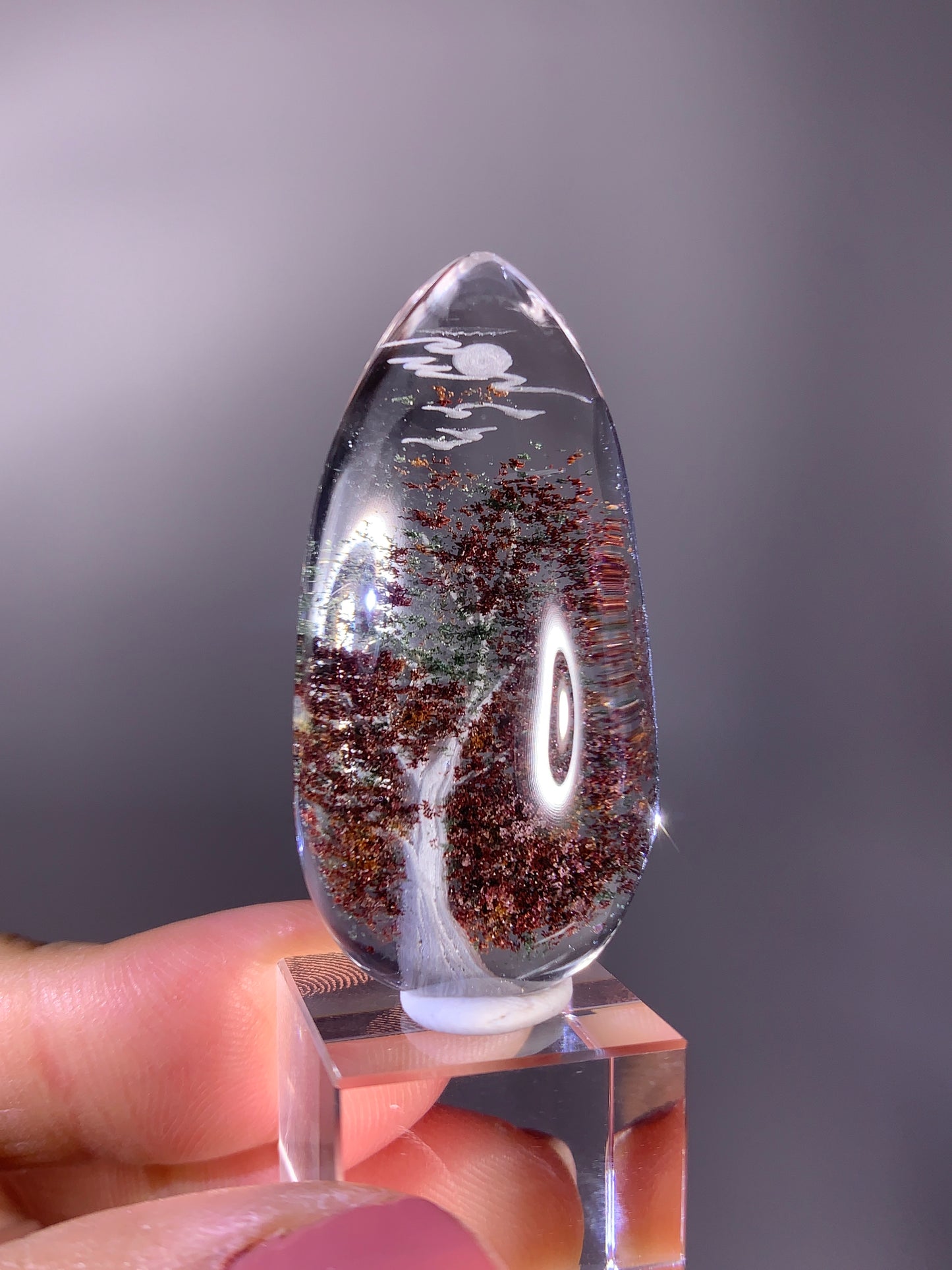 High-Quality Four Season Garden Quartz Carving Polished Teardrop from Brazil