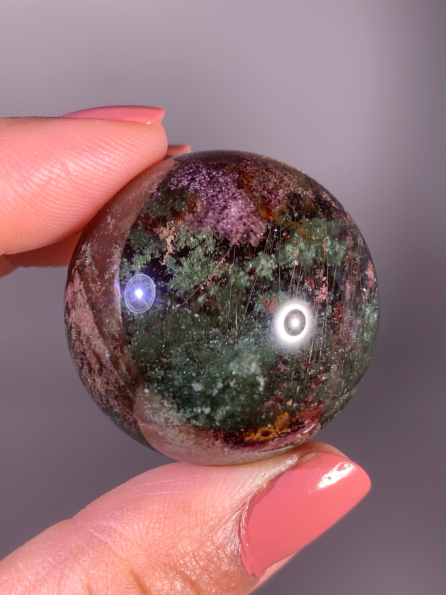 Collector’s Piece Four Season Garden Quartz with Pink Rutile Sphere from Brazil