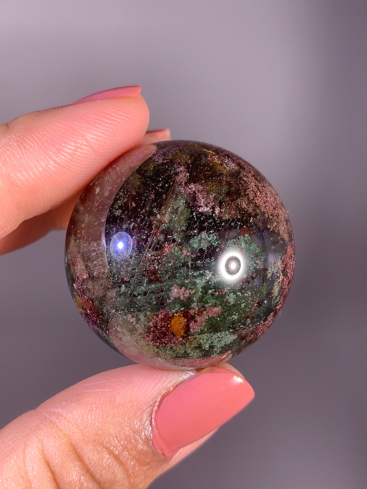 Collector’s Piece Four Season Garden Quartz with Pink Rutile Sphere from Brazil