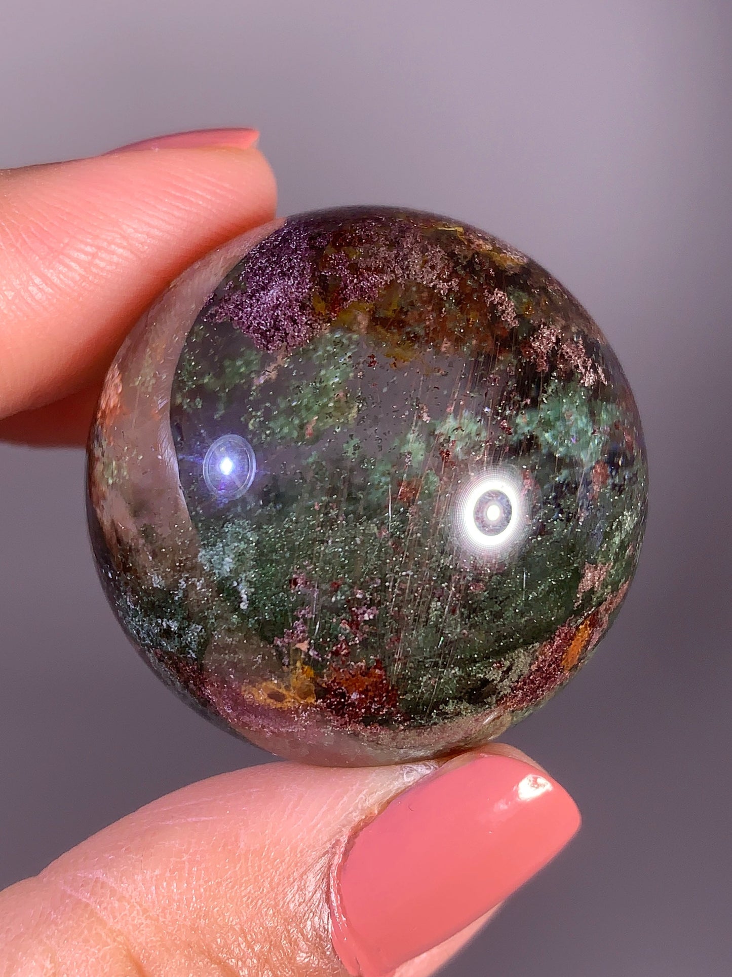 Collector’s Piece Four Season Garden Quartz with Pink Rutile Sphere from Brazil