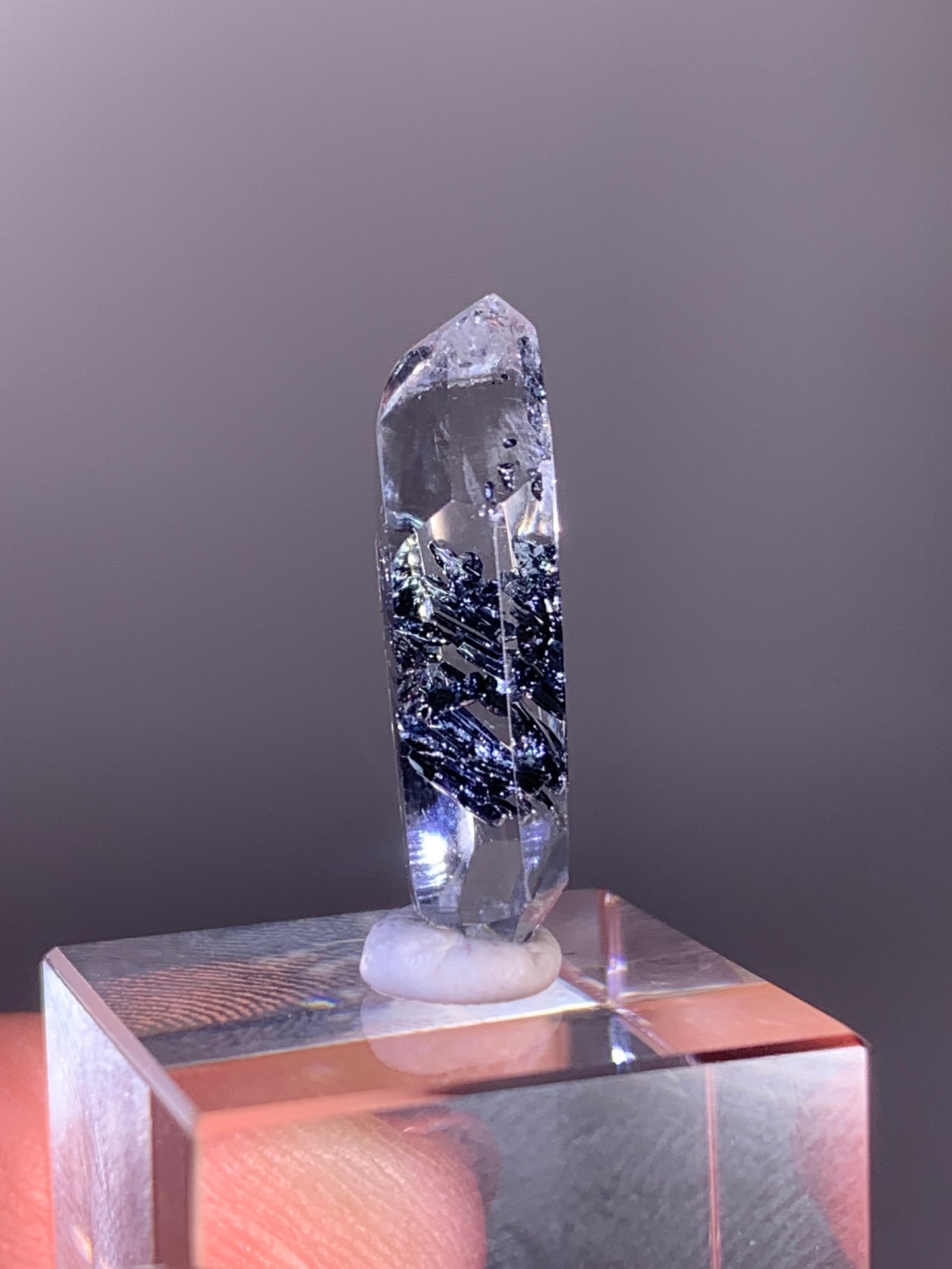 High-Quality Stibnite in Quartz Polished Freeform from Madagascar