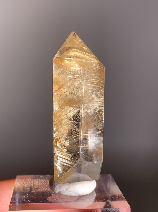 High Quality Gold Rutile Quartz Polished Tower