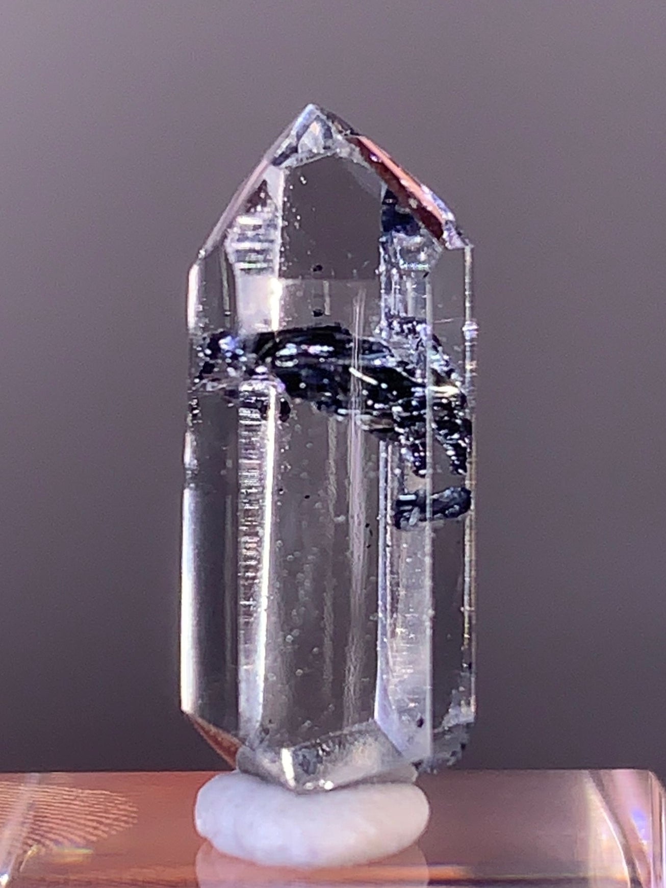 High-Quality Stibnite in Quartz Polished Freeform from Madagascar