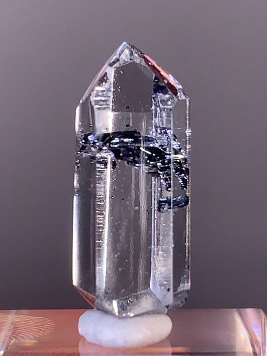 High-Quality Stibnite in Quartz Polished Freeform from Madagascar