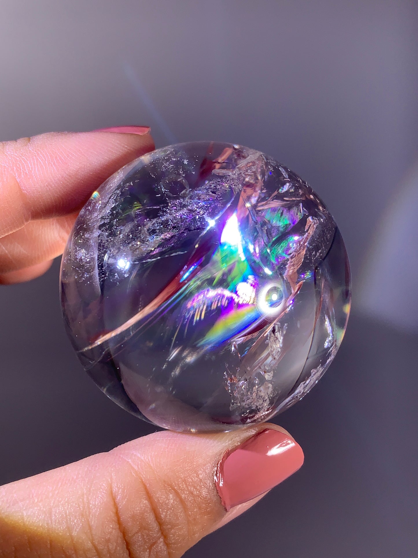 High-Quality Large Clear Quartz Rainbow Sphere from Madagascar