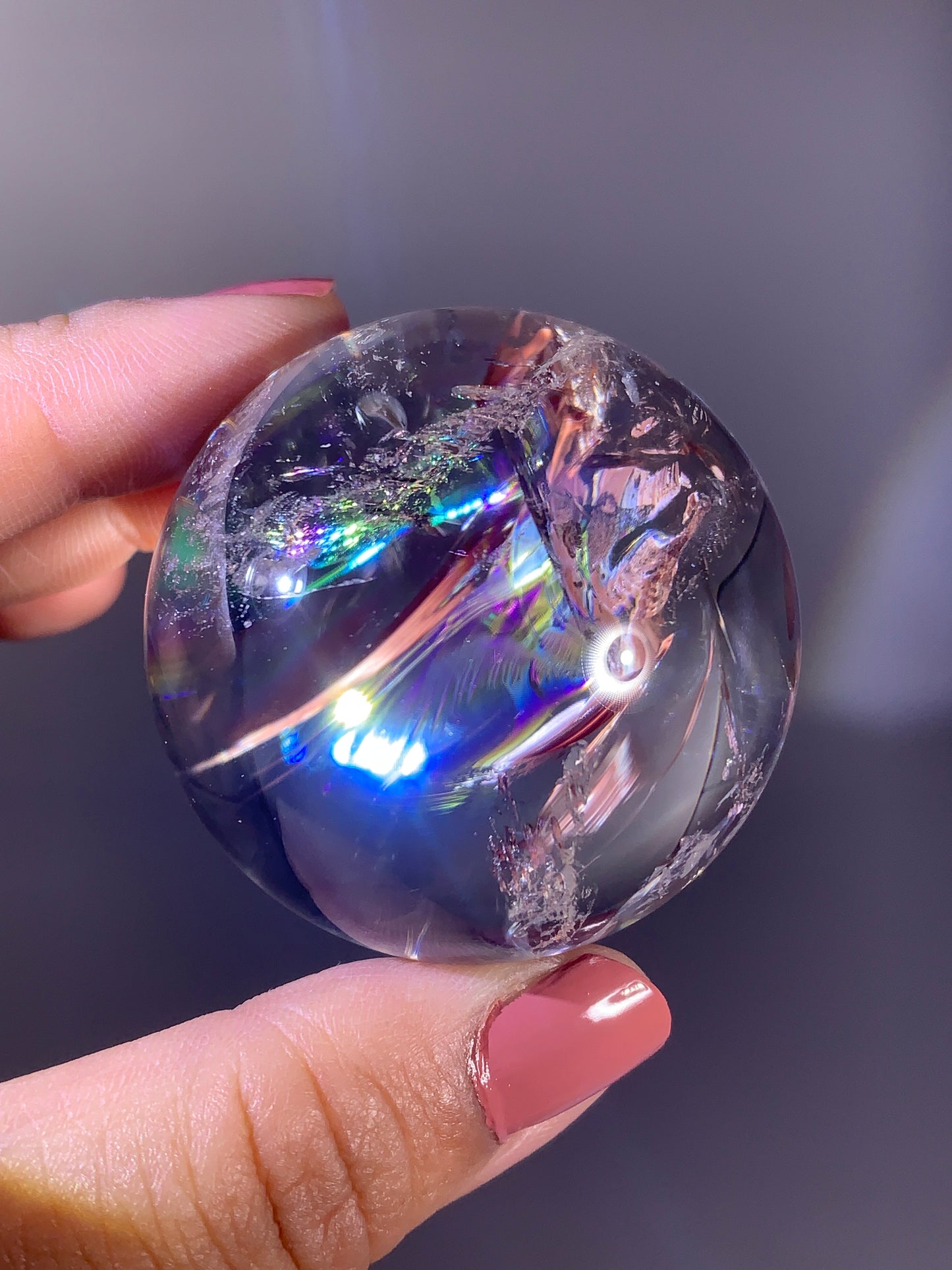 High-Quality Large Clear Quartz Rainbow Sphere from Madagascar