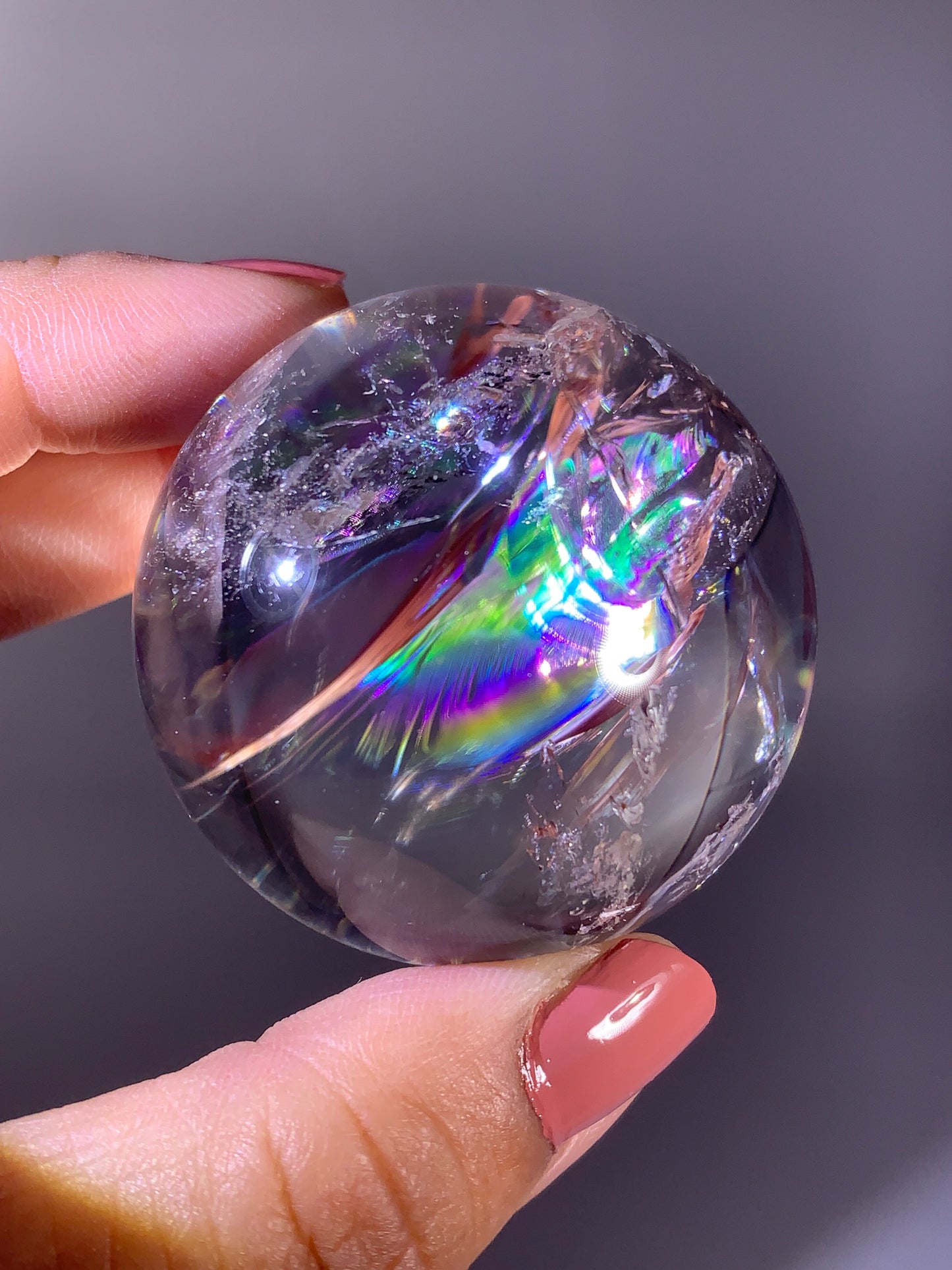 High-Quality Large Clear Quartz Rainbow Sphere from Madagascar