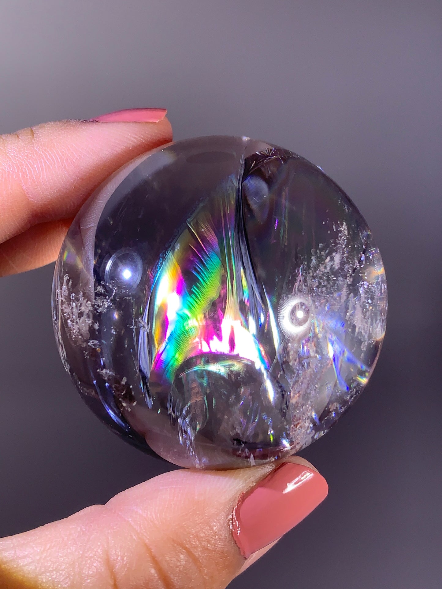 High-Quality Large Clear Quartz Rainbow Sphere from Madagascar