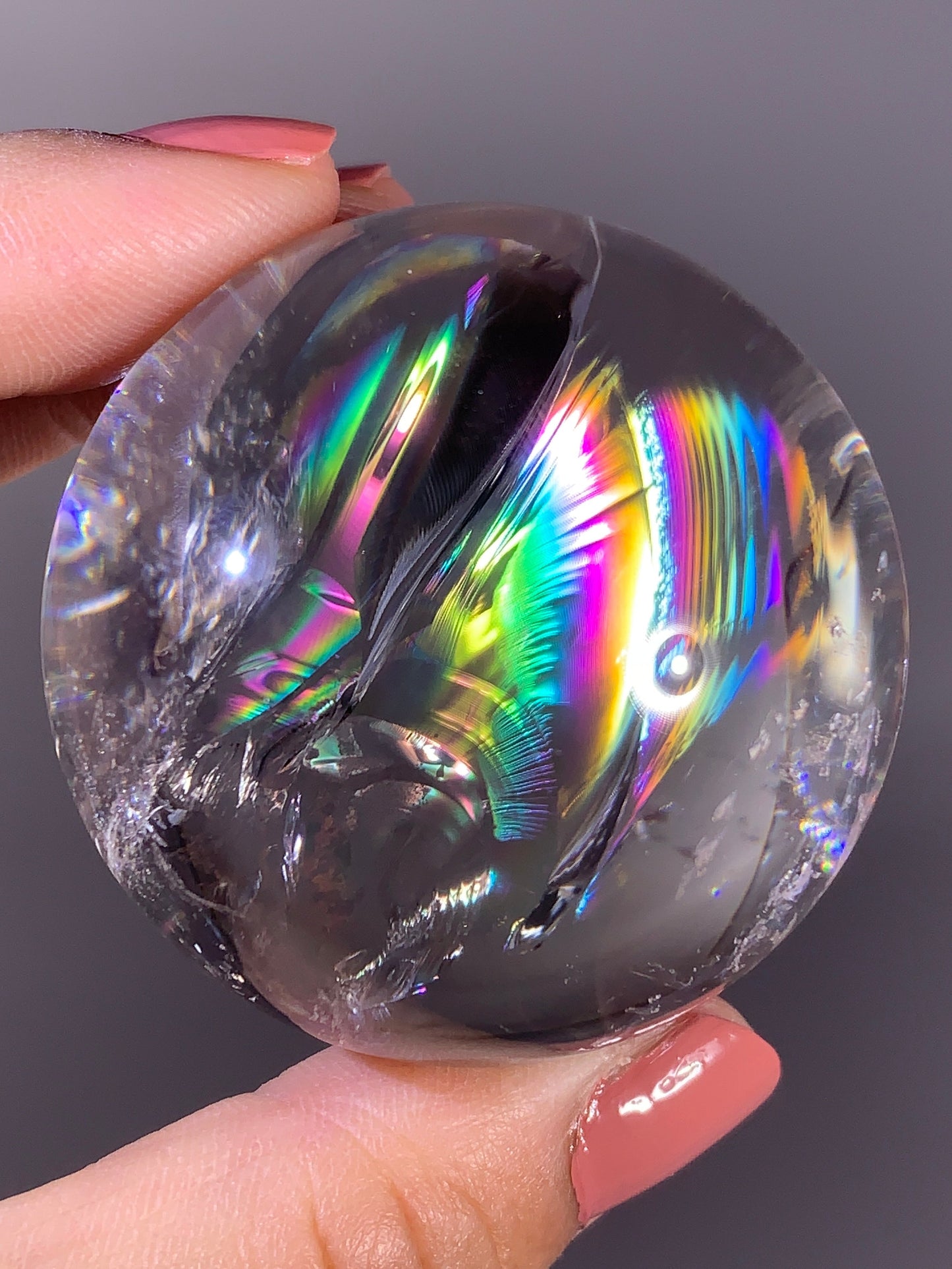 High-Quality Large Clear Quartz Rainbow Sphere from Madagascar